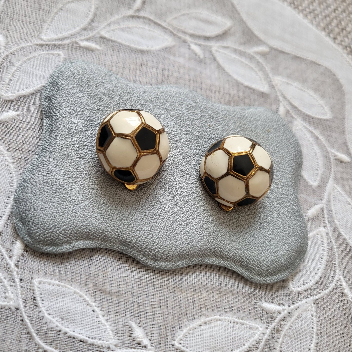 Clip on - Soccer Football Enamel Clip On Earrings