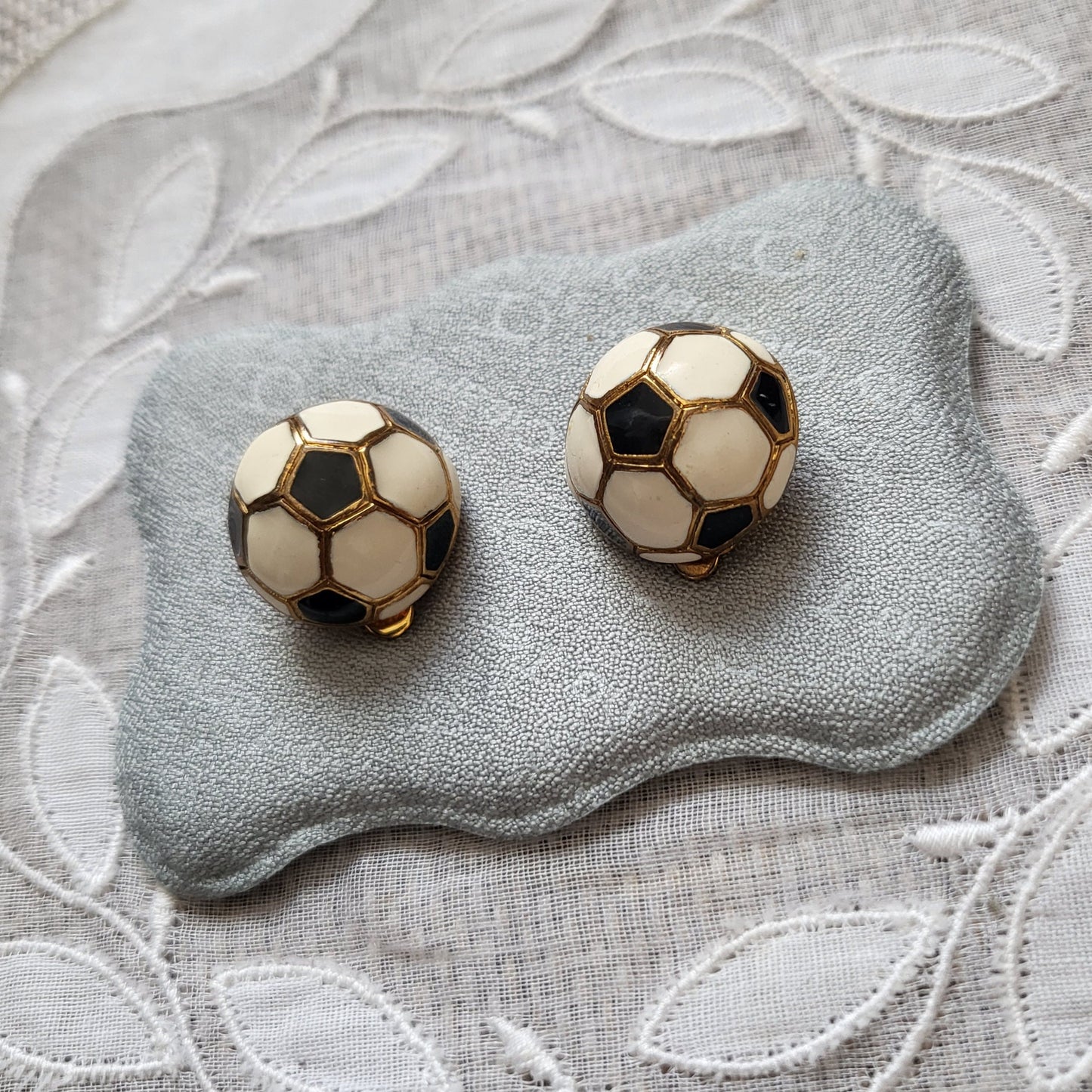 Clip on - Soccer Football Enamel Clip On Earrings