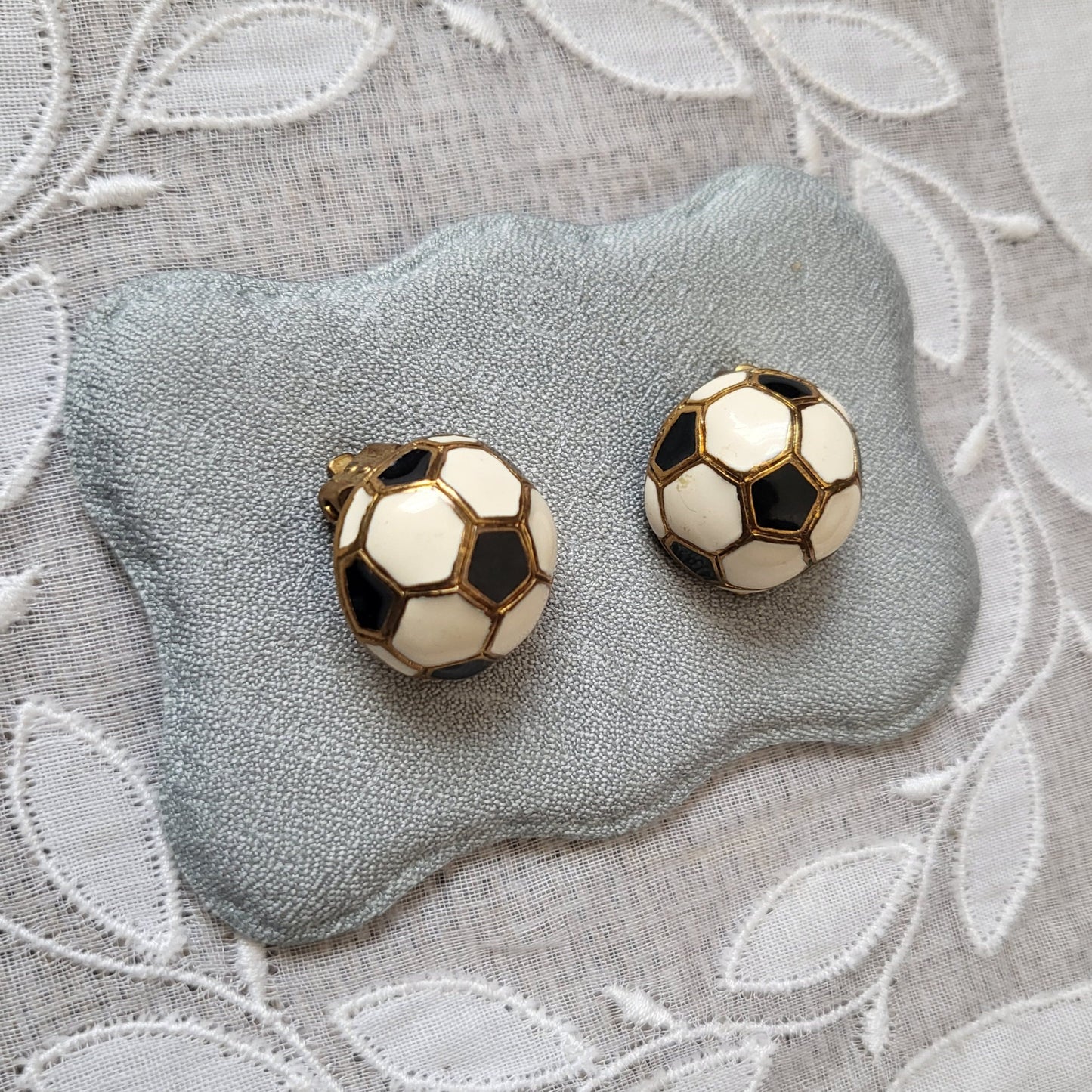 Clip on - Soccer Football Enamel Clip On Earrings
