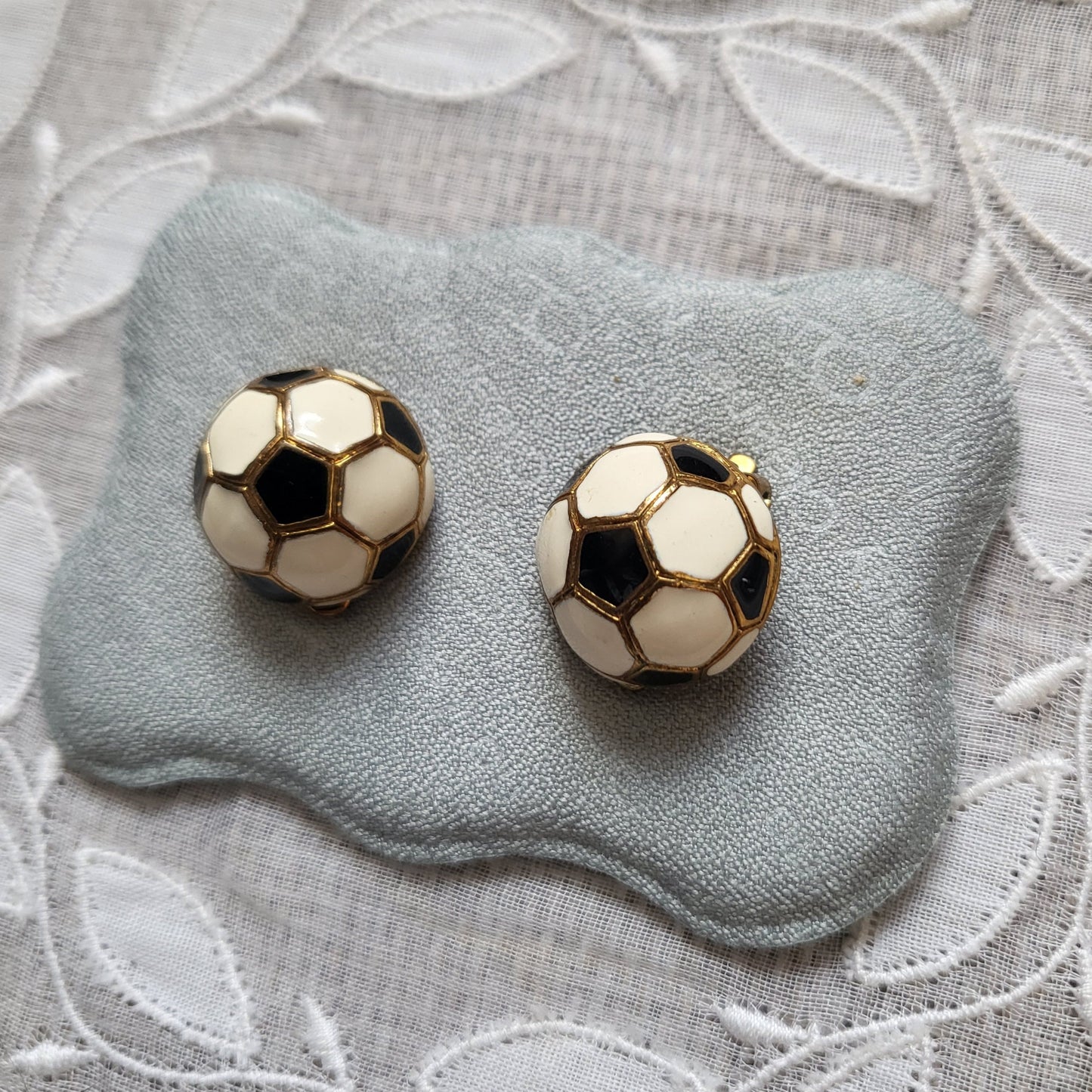 Clip on - Soccer Football Enamel Clip On Earrings