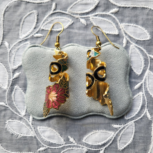 Hooks - Multicolour Enamel Floral Spiral Hook Earrings