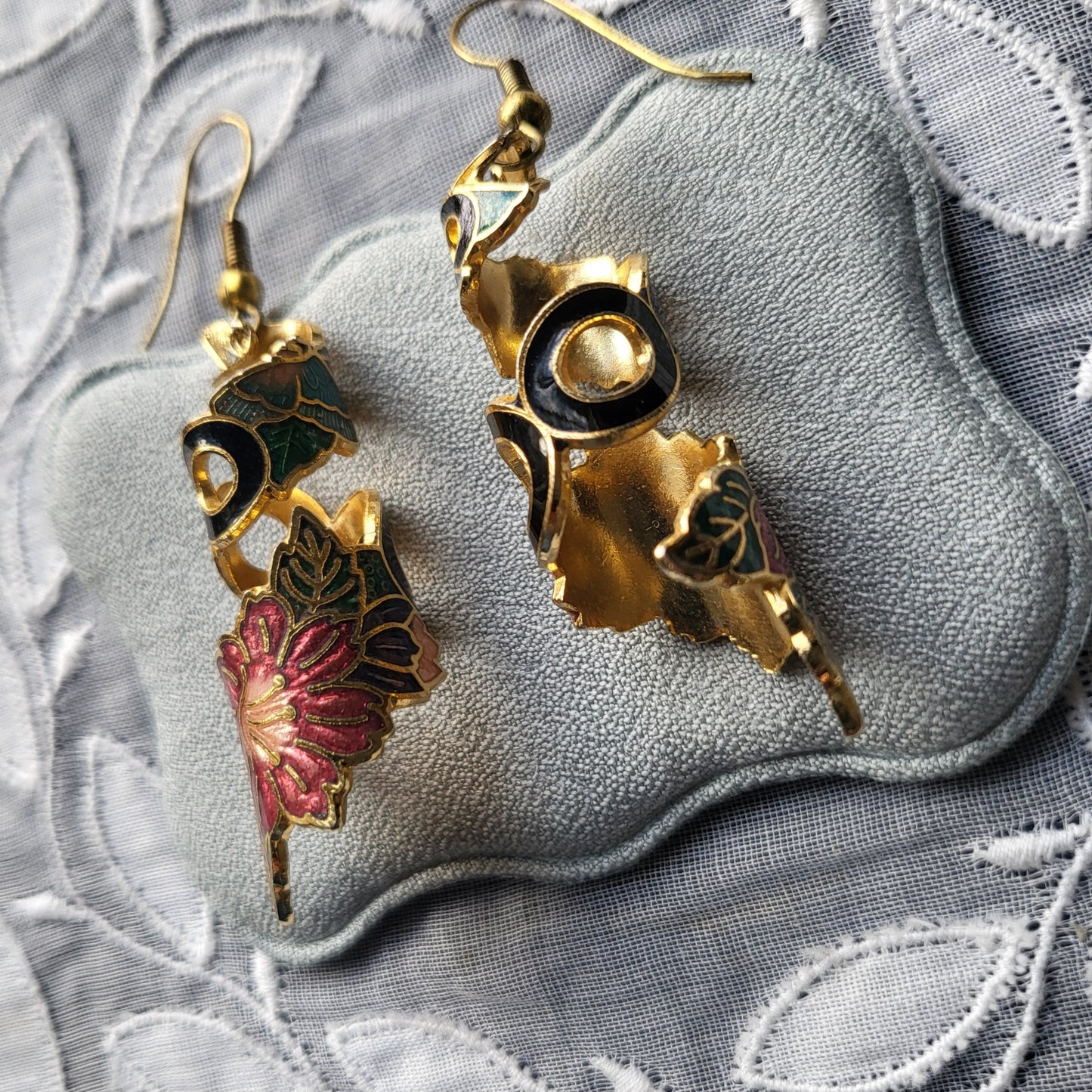 Hooks - Multicolour Enamel Floral Spiral Hook Earrings