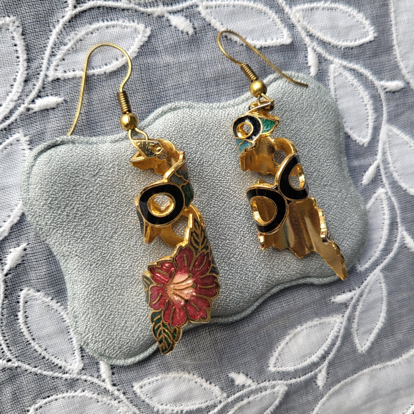 Hooks - Multicolour Enamel Floral Spiral Hook Earrings