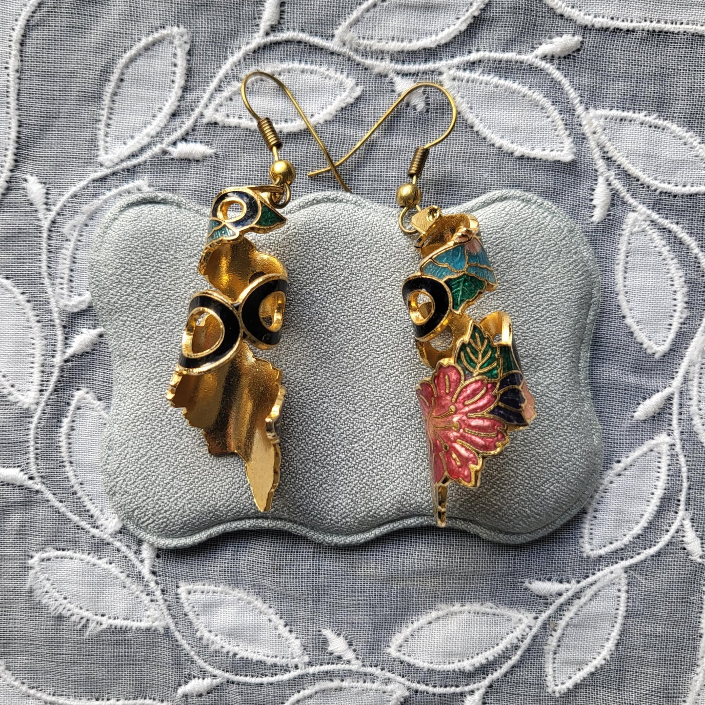 Hooks - Multicolour Enamel Floral Spiral Hook Earrings