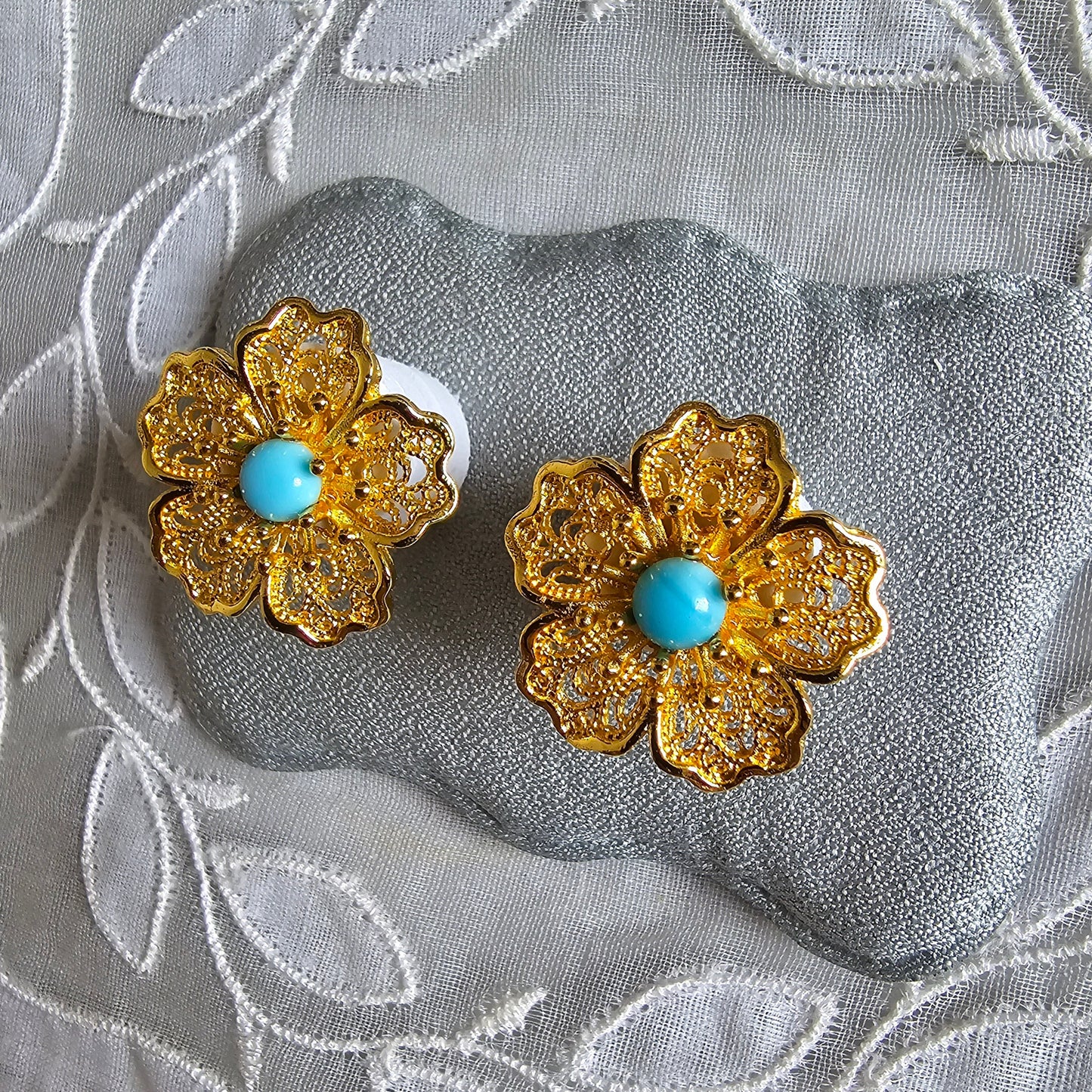 Posts - Filigree Turquoise Flower Stud Earrings