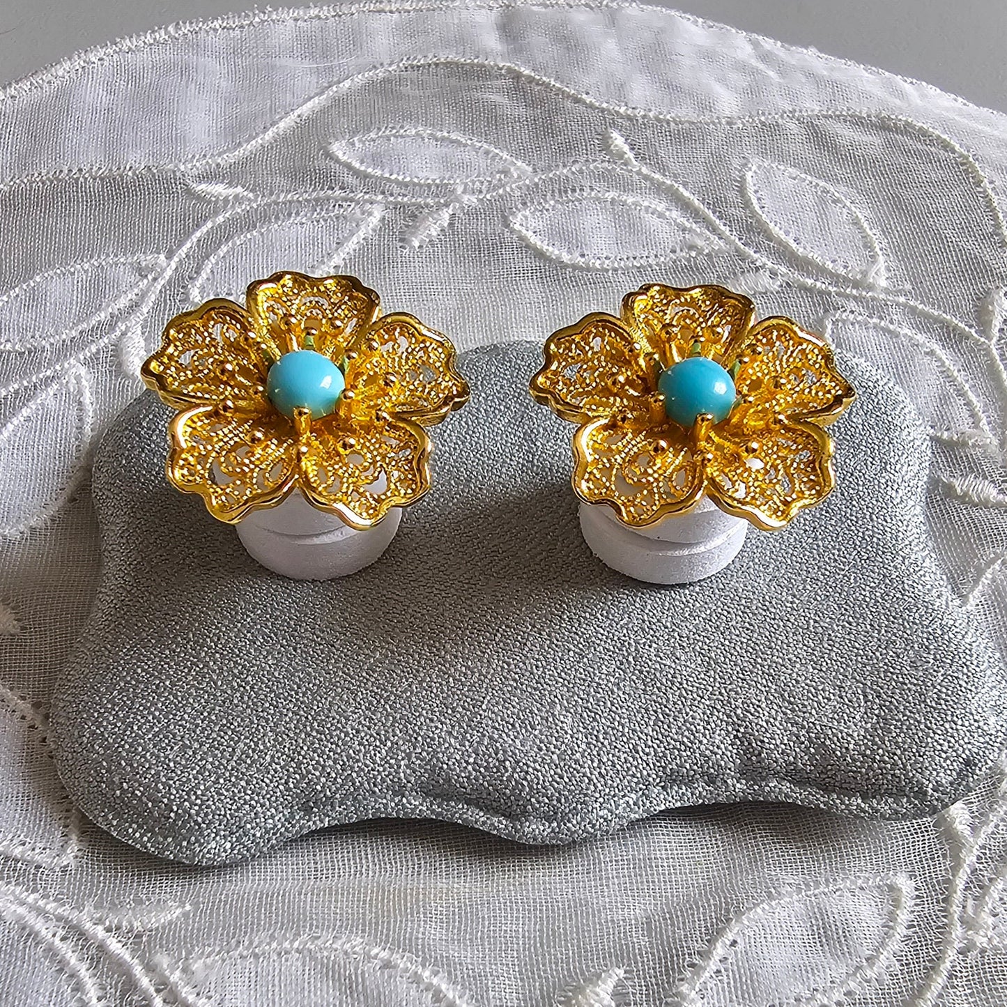Posts - Filigree Turquoise Flower Stud Earrings