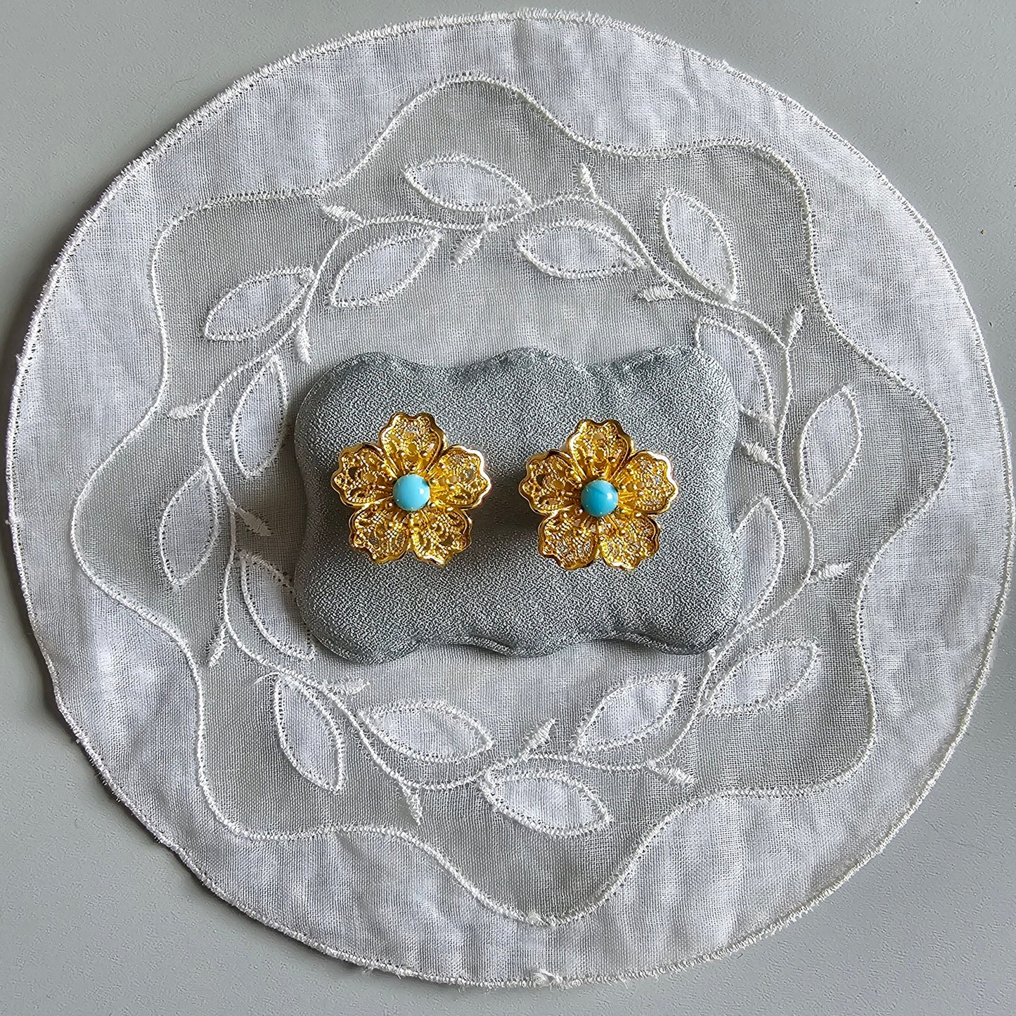 Posts - Filigree Turquoise Flower Stud Earrings