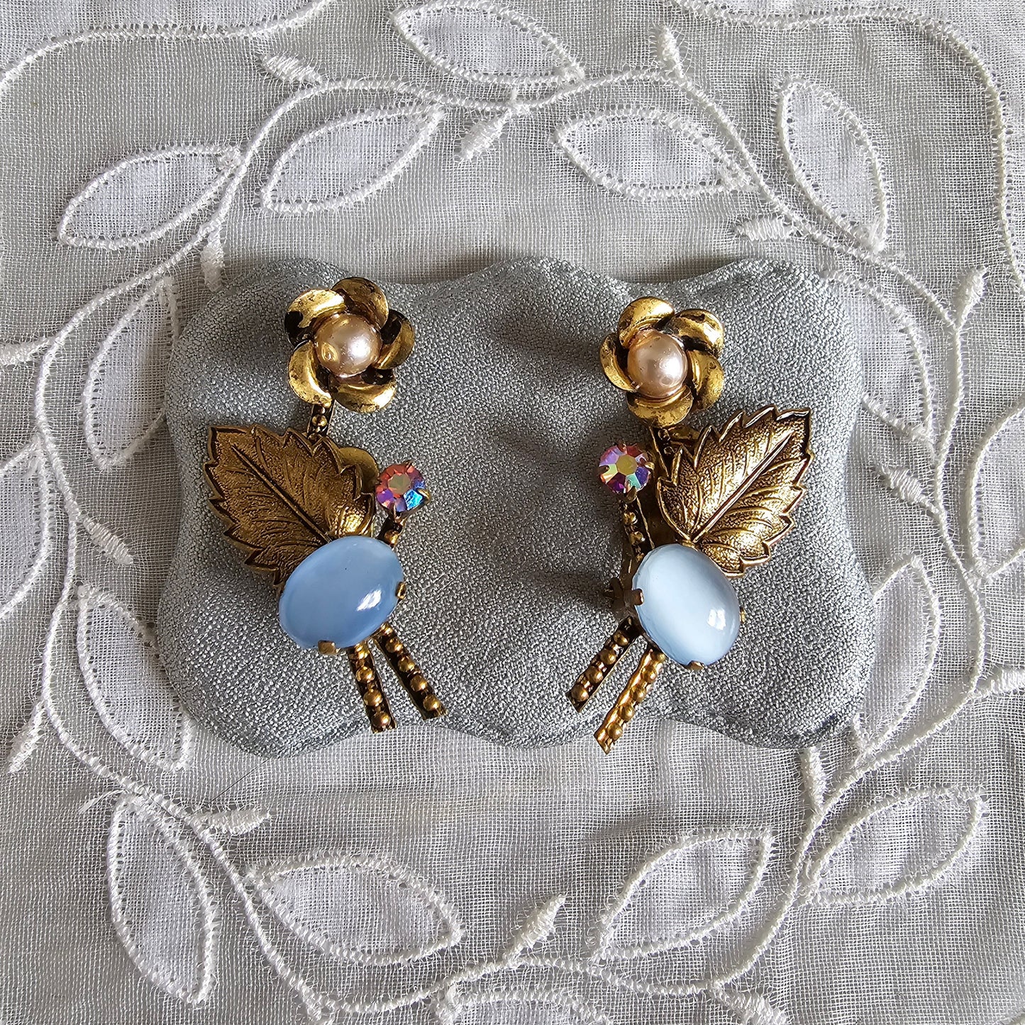 Clip on - Austrian Glass Flower Clip on Earrings