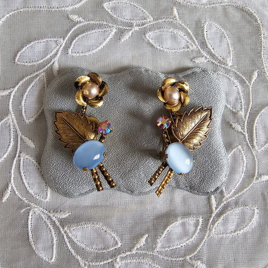 Clip on - Austrian Glass Flower Clip on Earrings