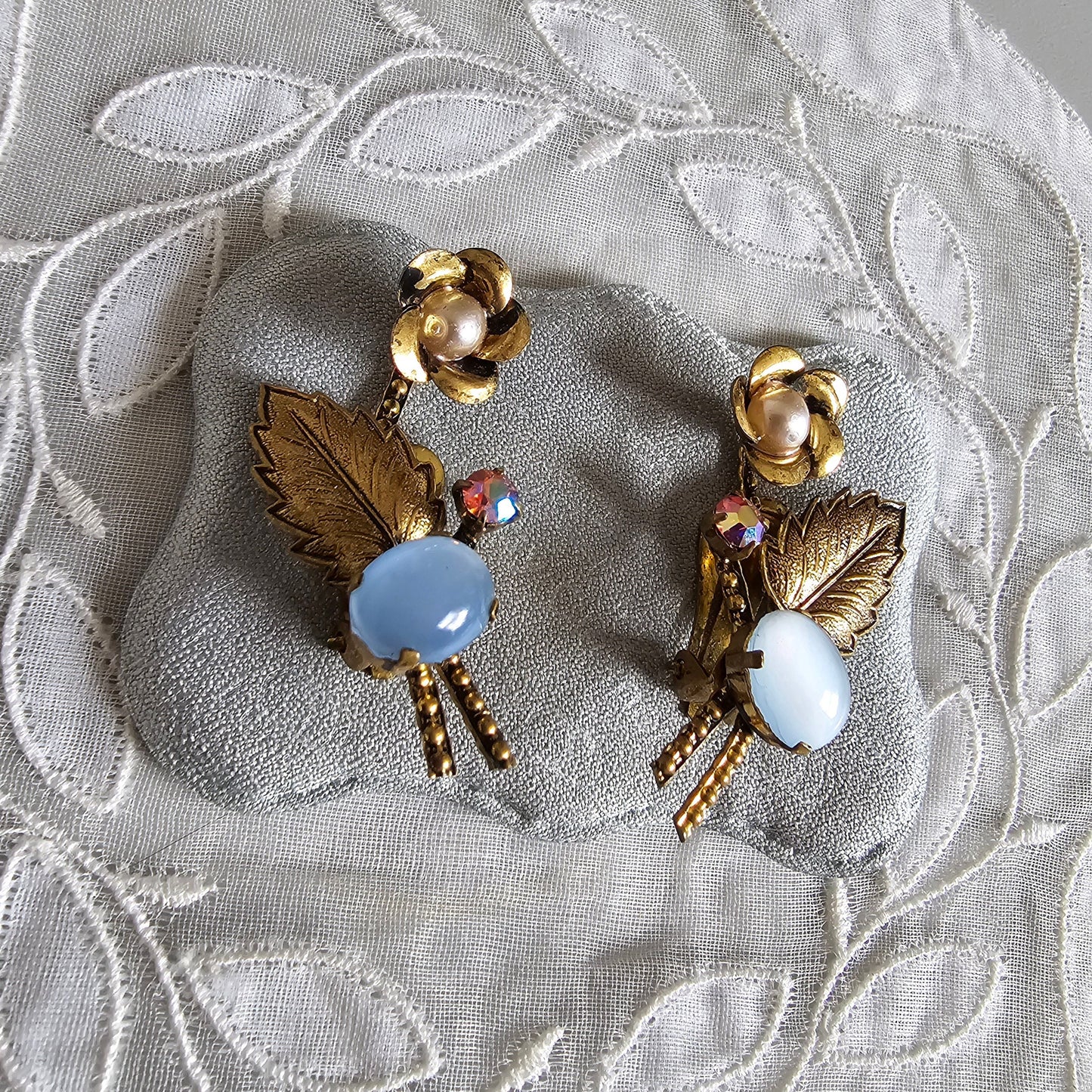 Clip on - Austrian Glass Flower Clip on Earrings