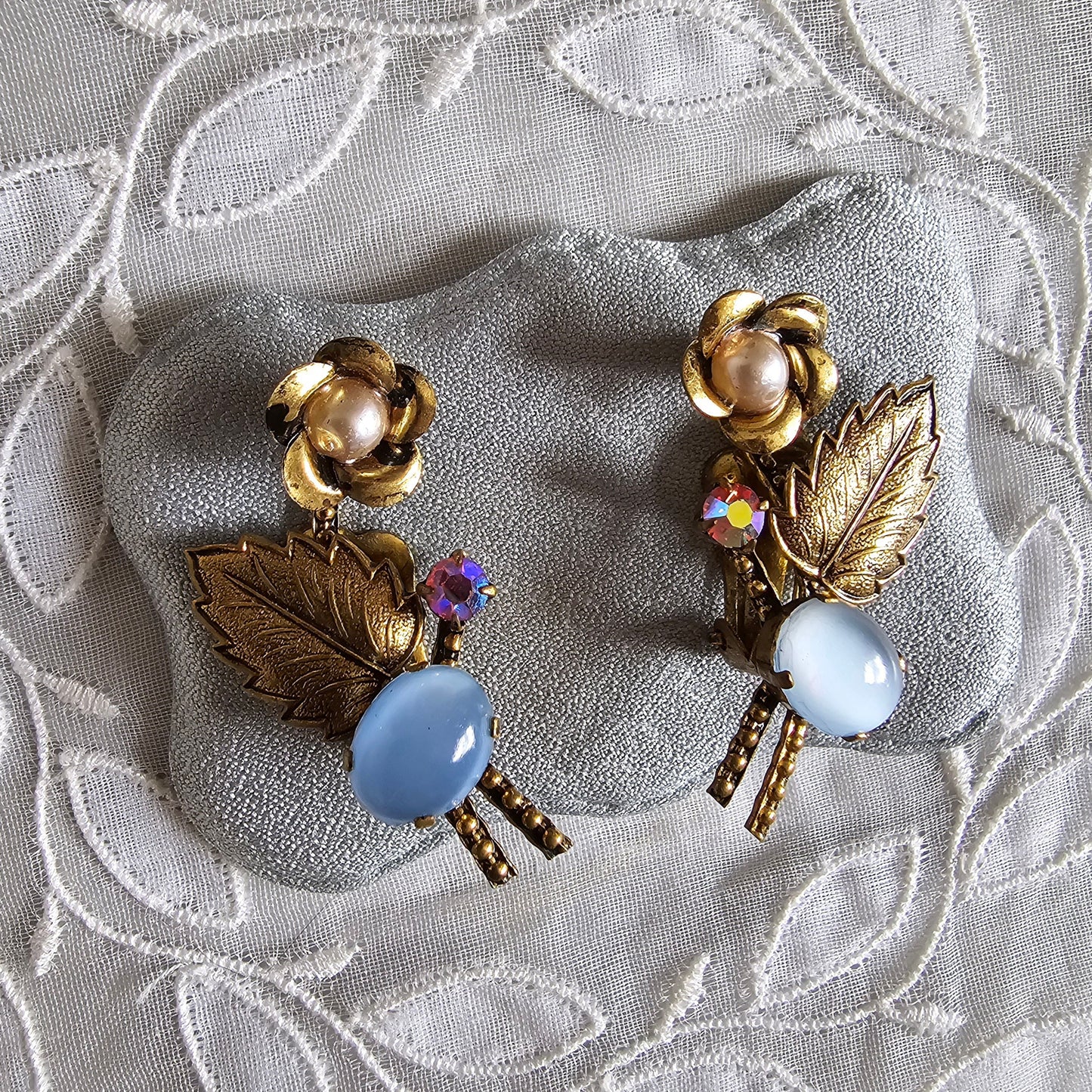 Clip on - Austrian Glass Flower Clip on Earrings