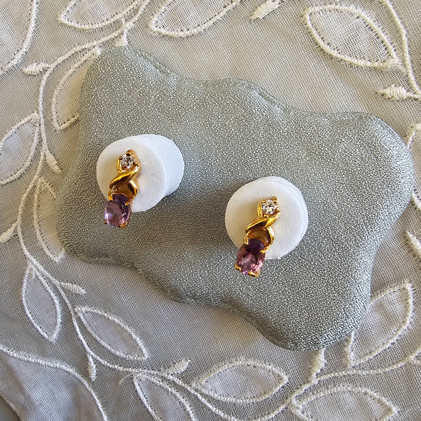 Posts - Twist Purple and Clear Crystal Stud Earrings