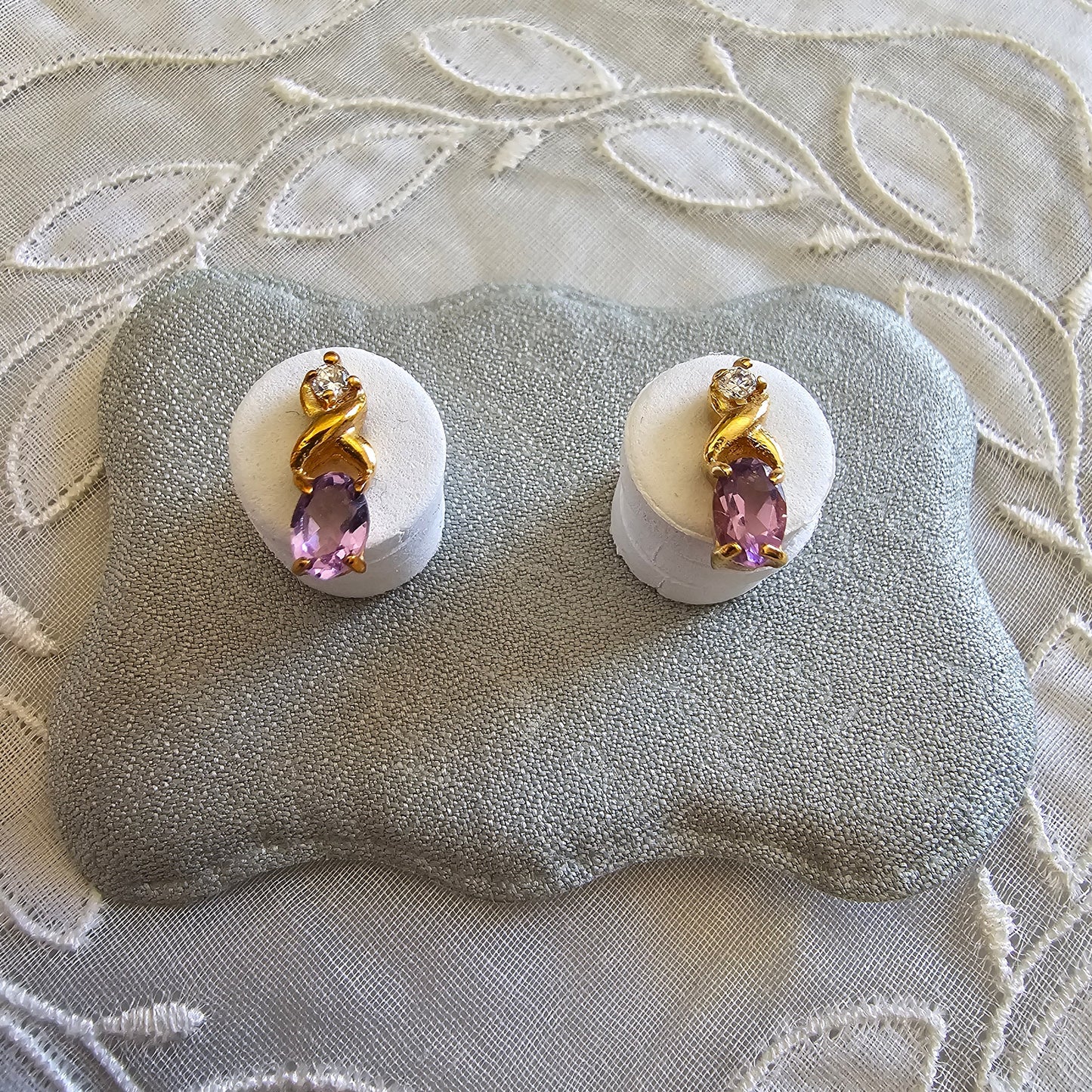 Posts - Twist Purple and Clear Crystal Stud Earrings