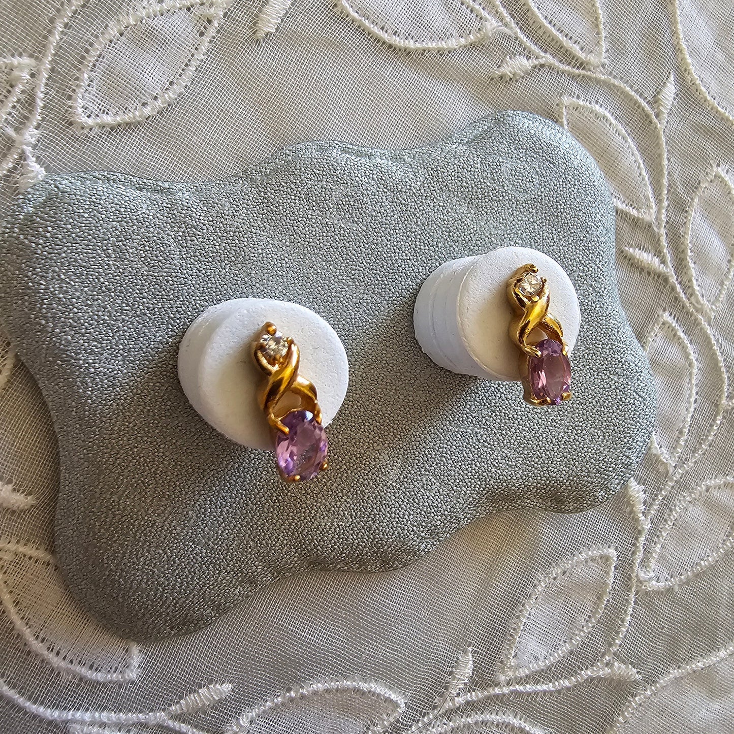 Posts - Twist Purple and Clear Crystal Stud Earrings