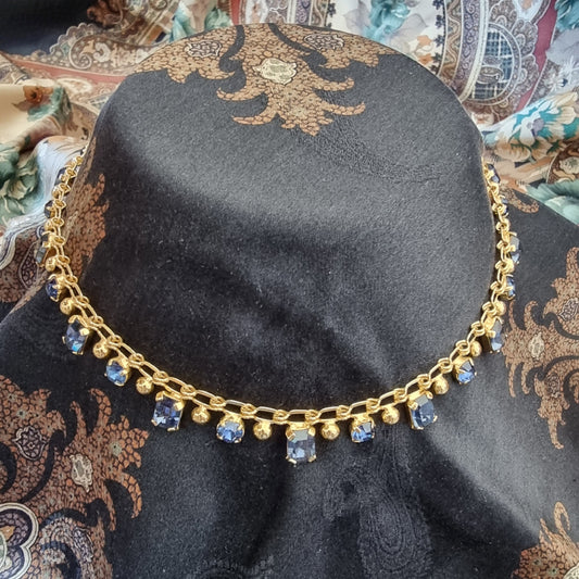 Necklace - Blue Crystals Chain Necklace