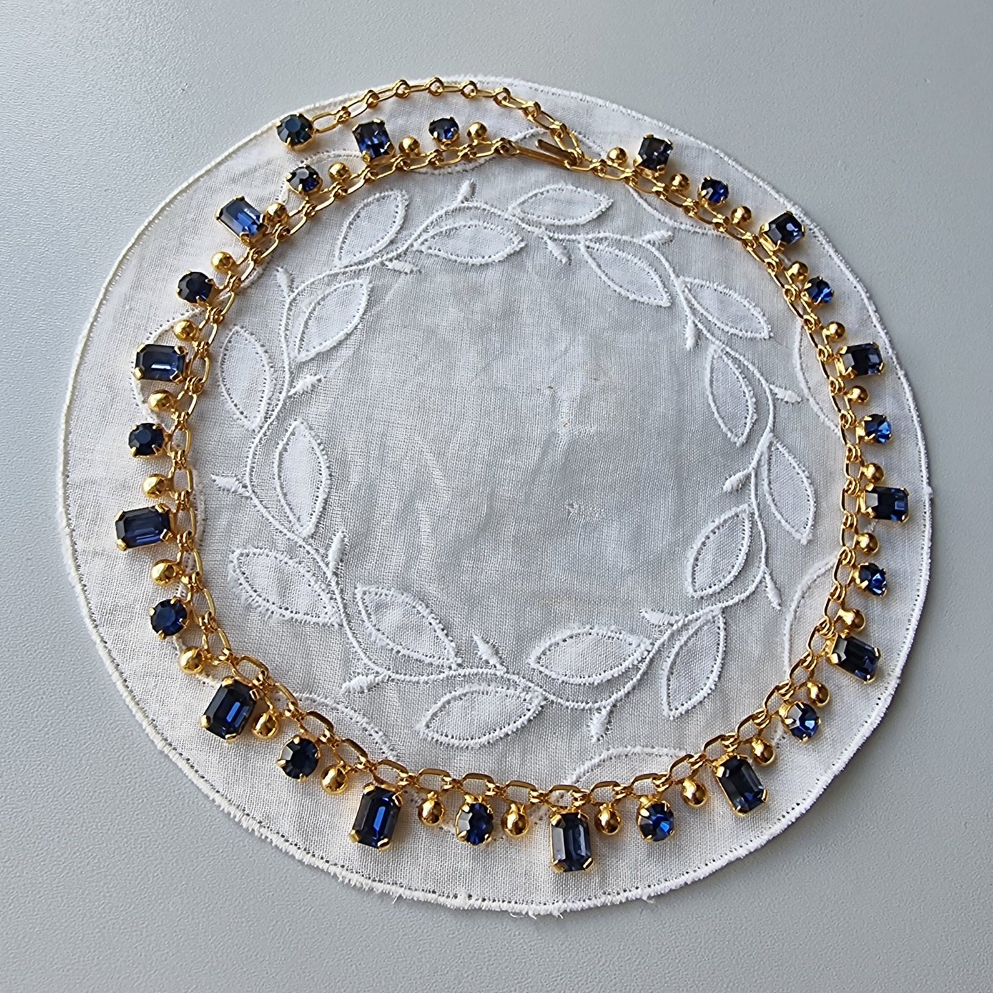 Necklace - Blue Crystals Chain Necklace