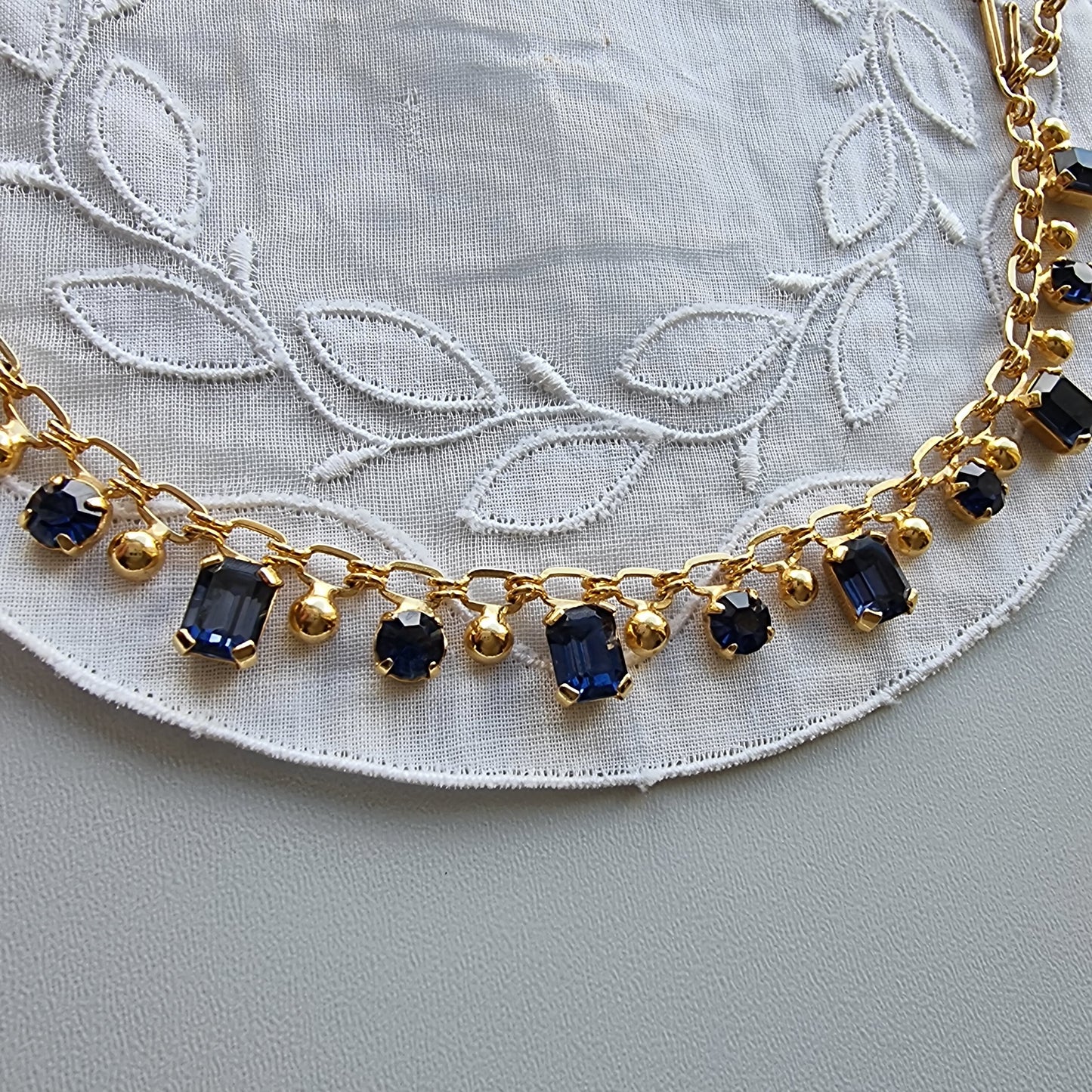 Necklace - Blue Crystals Chain Necklace