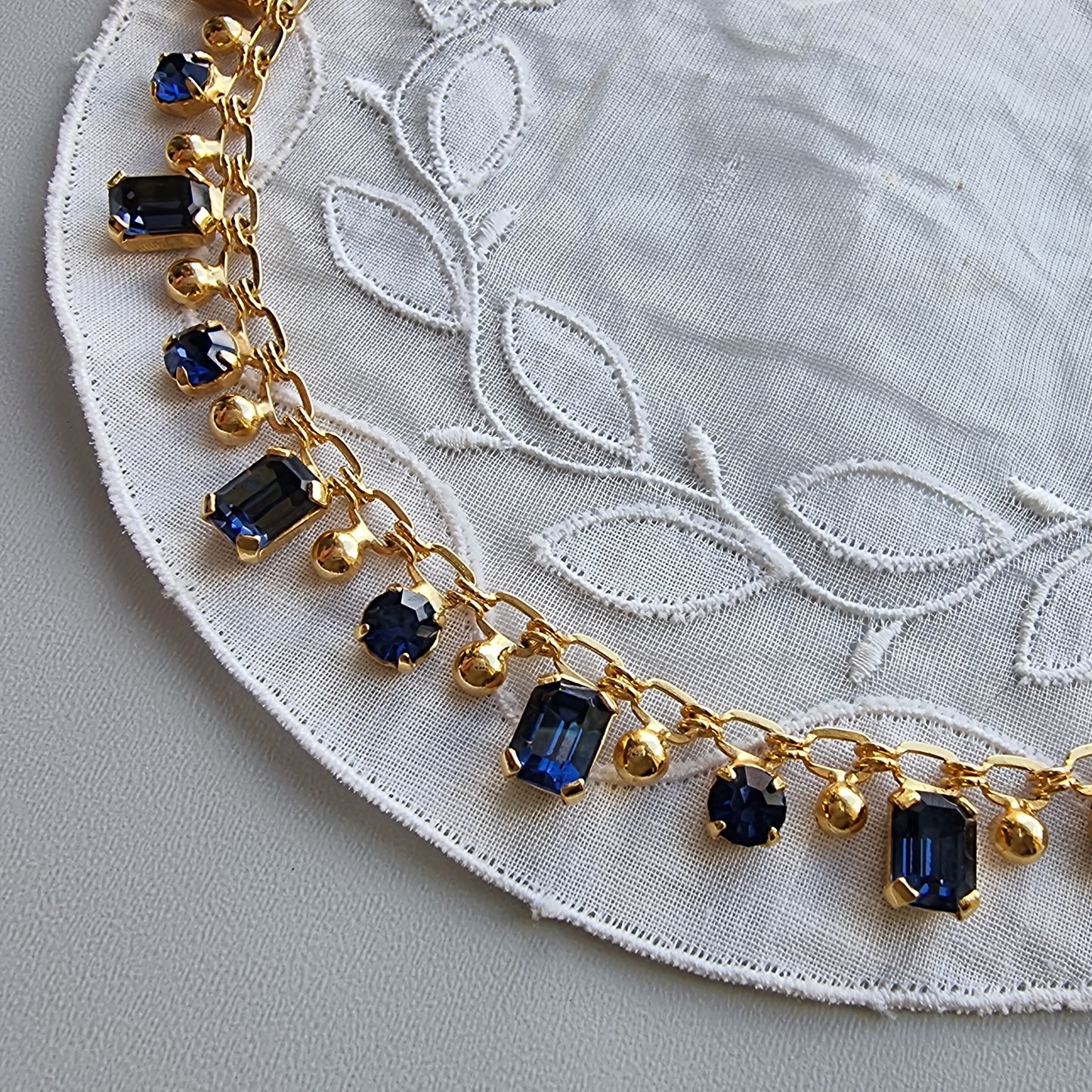 Necklace - Blue Crystals Chain Necklace