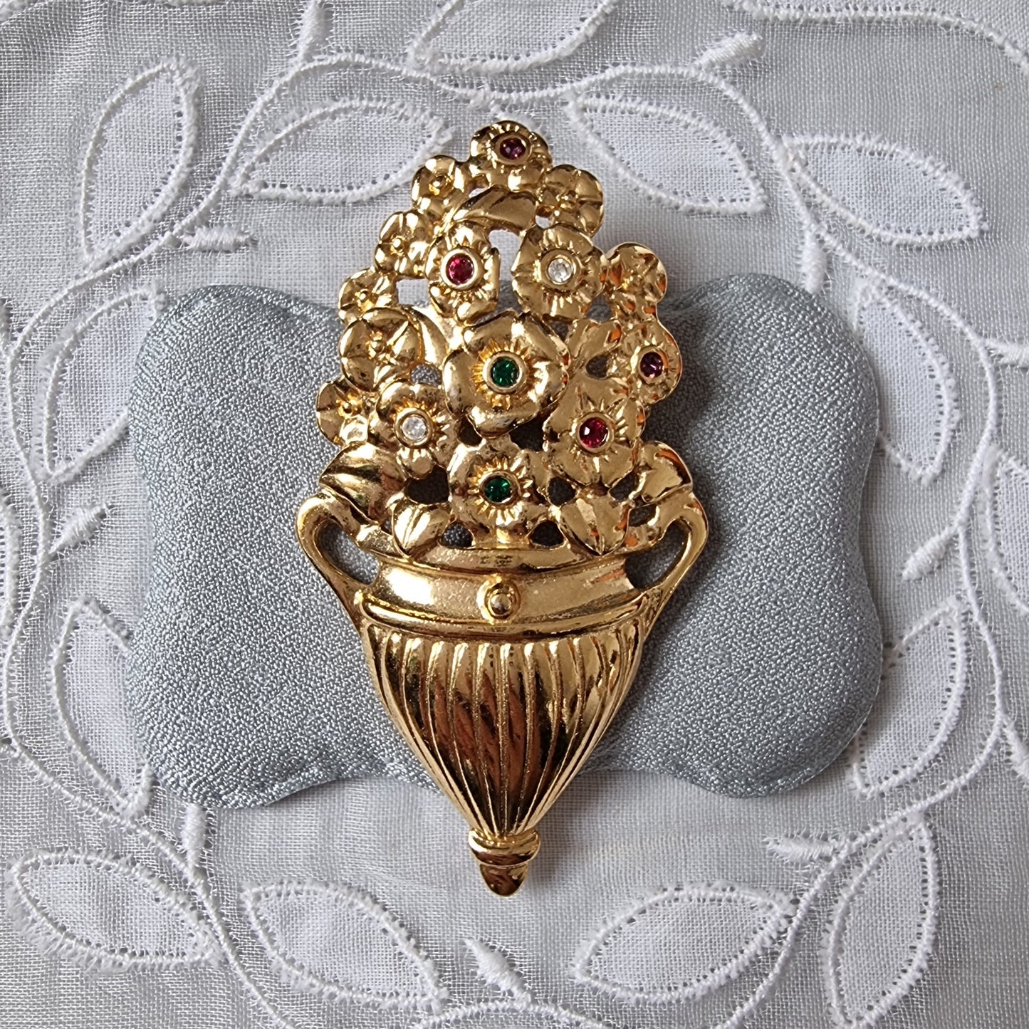 Brooch - Multicoloured Crystal Flower Vase Brooch