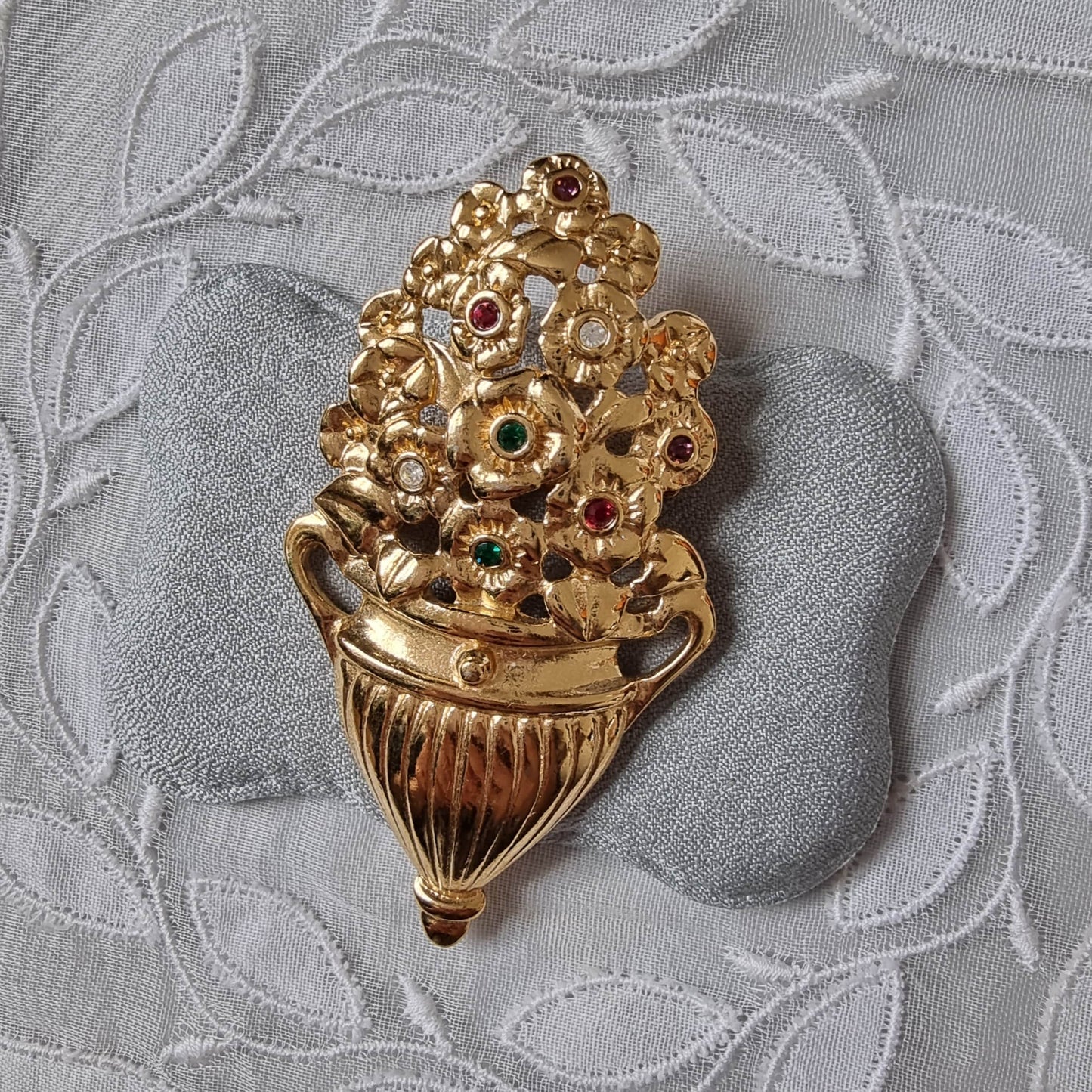 Brooch - Multicoloured Crystal Flower Vase Brooch