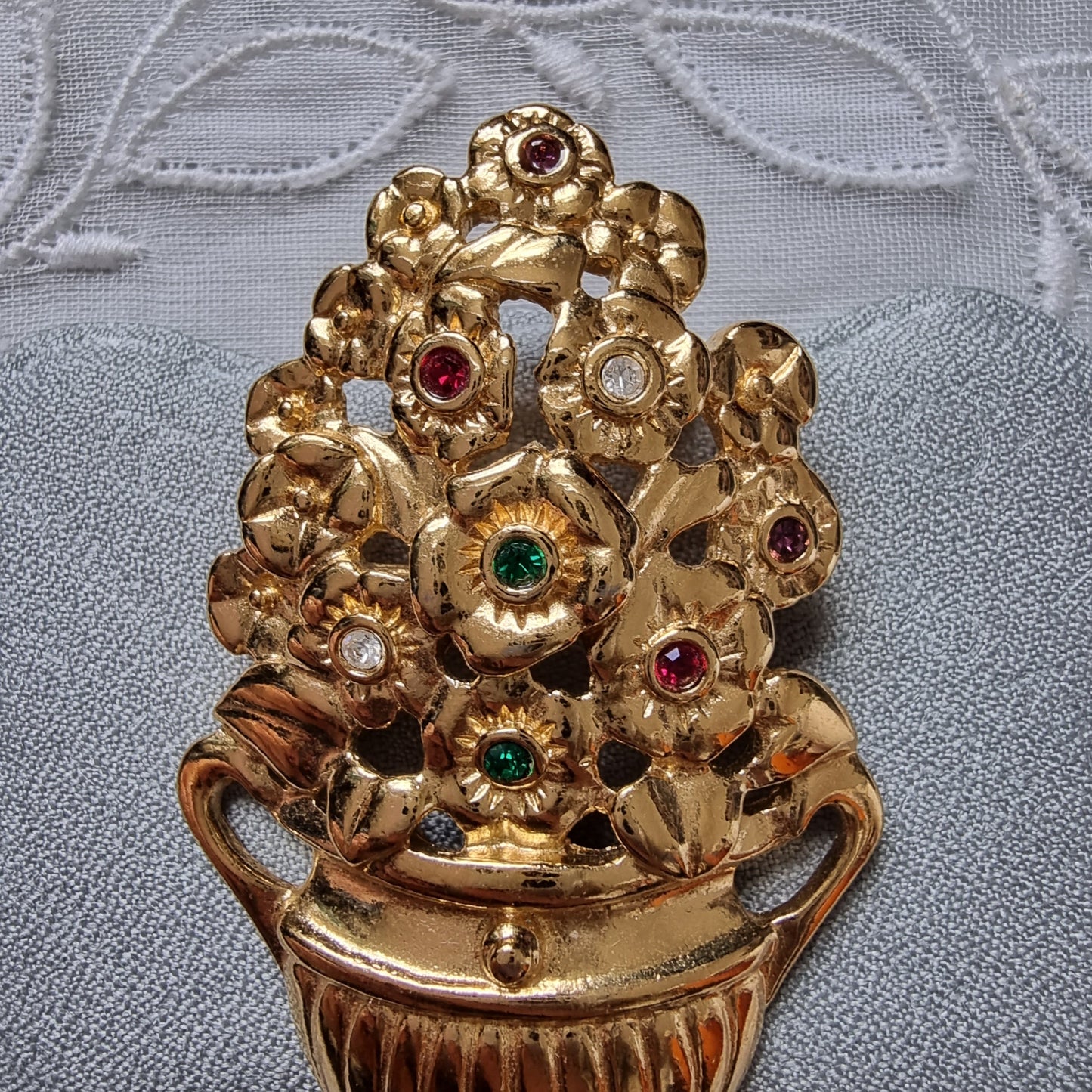 Brooch - Multicoloured Crystal Flower Vase Brooch