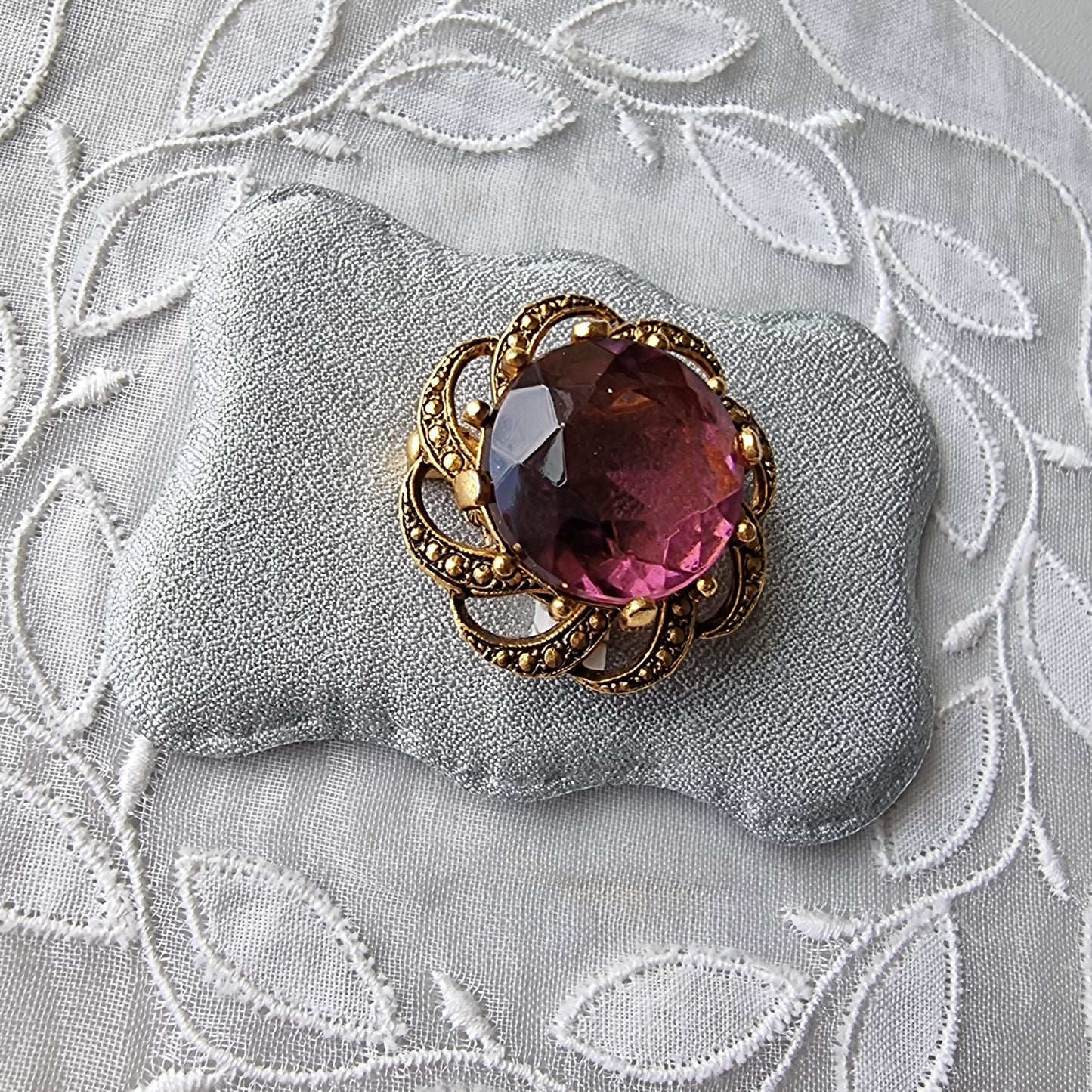 Brooch - Purple Gem Flower Brooch