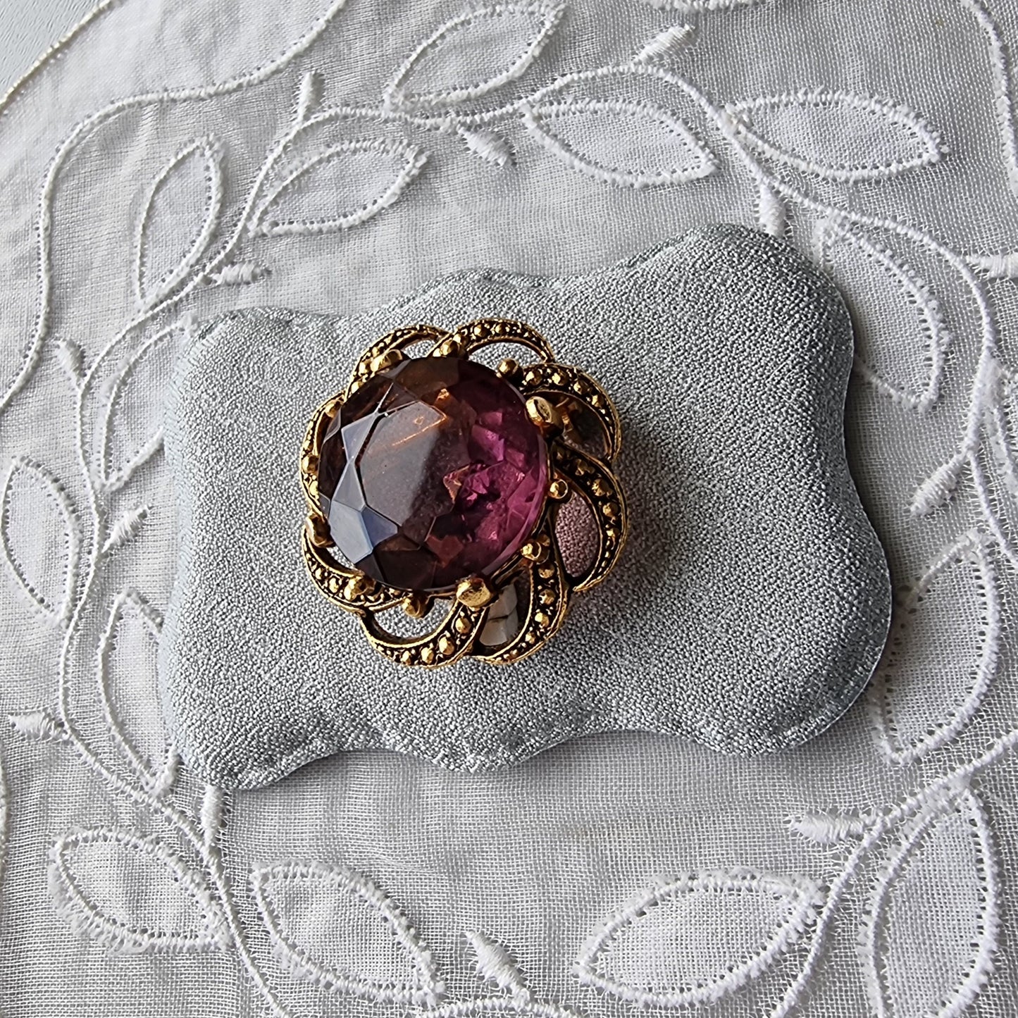 Brooch - Purple Gem Flower Brooch