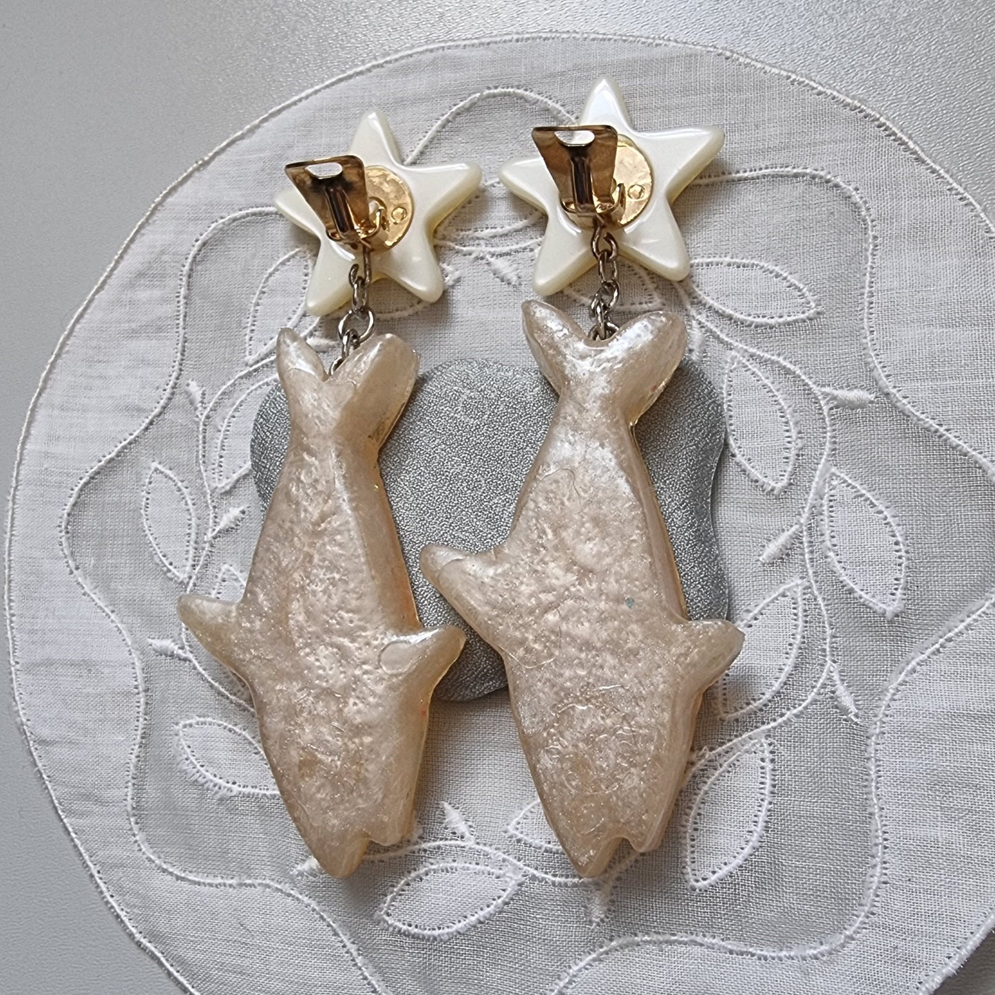 Clip on - Glittery Acrylic Star and Shark Clip on Earrings