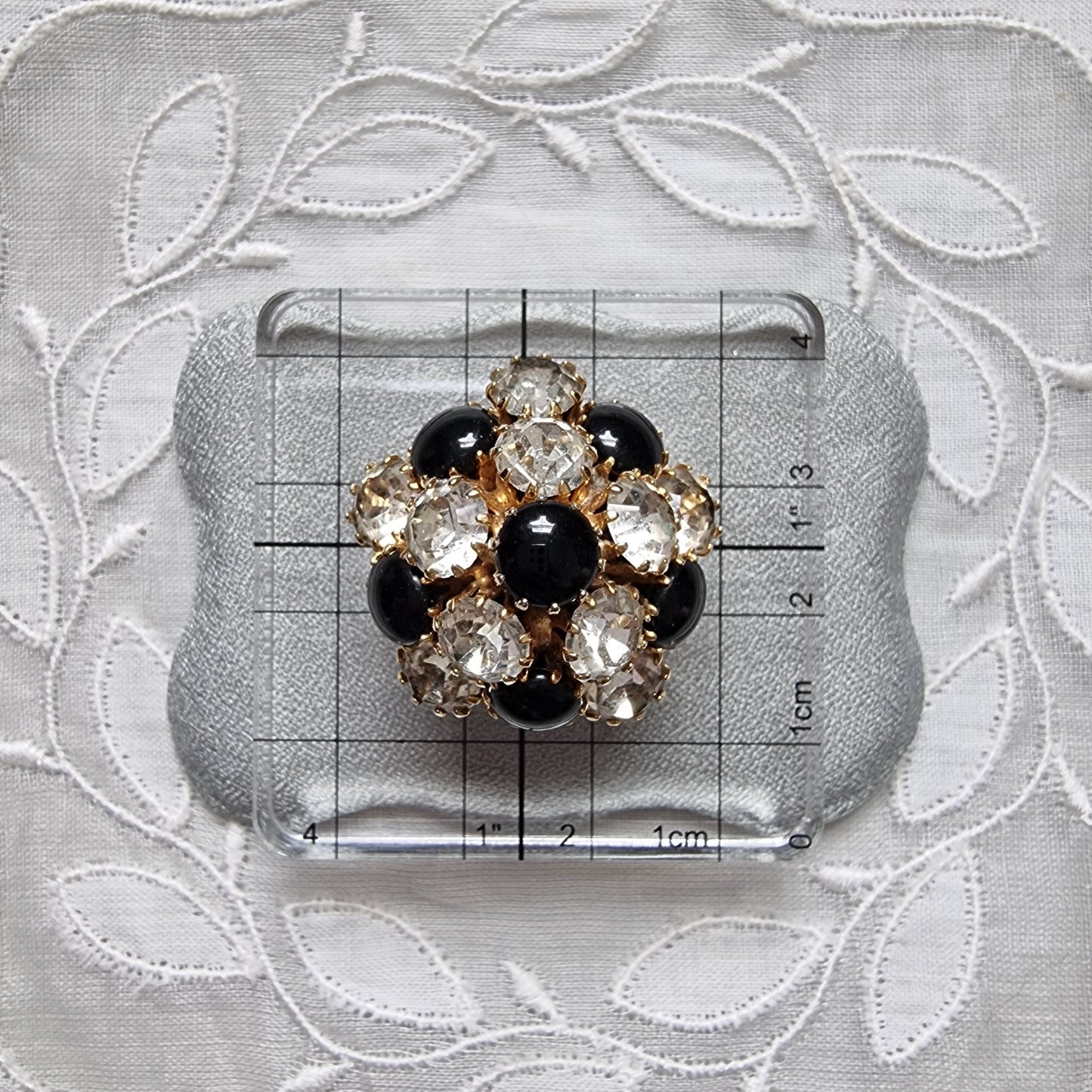 Clip on - Black and Clear Crystals Cluster Clip On Earrings