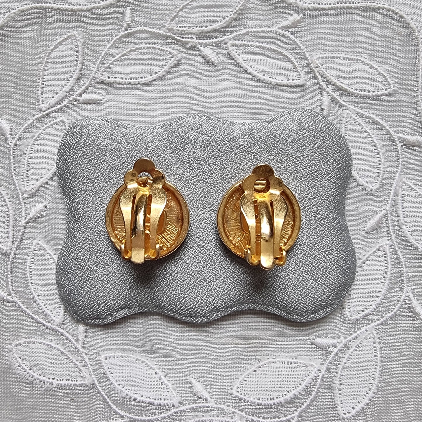 Clip on - Black Enamel Round Clip on Earrings