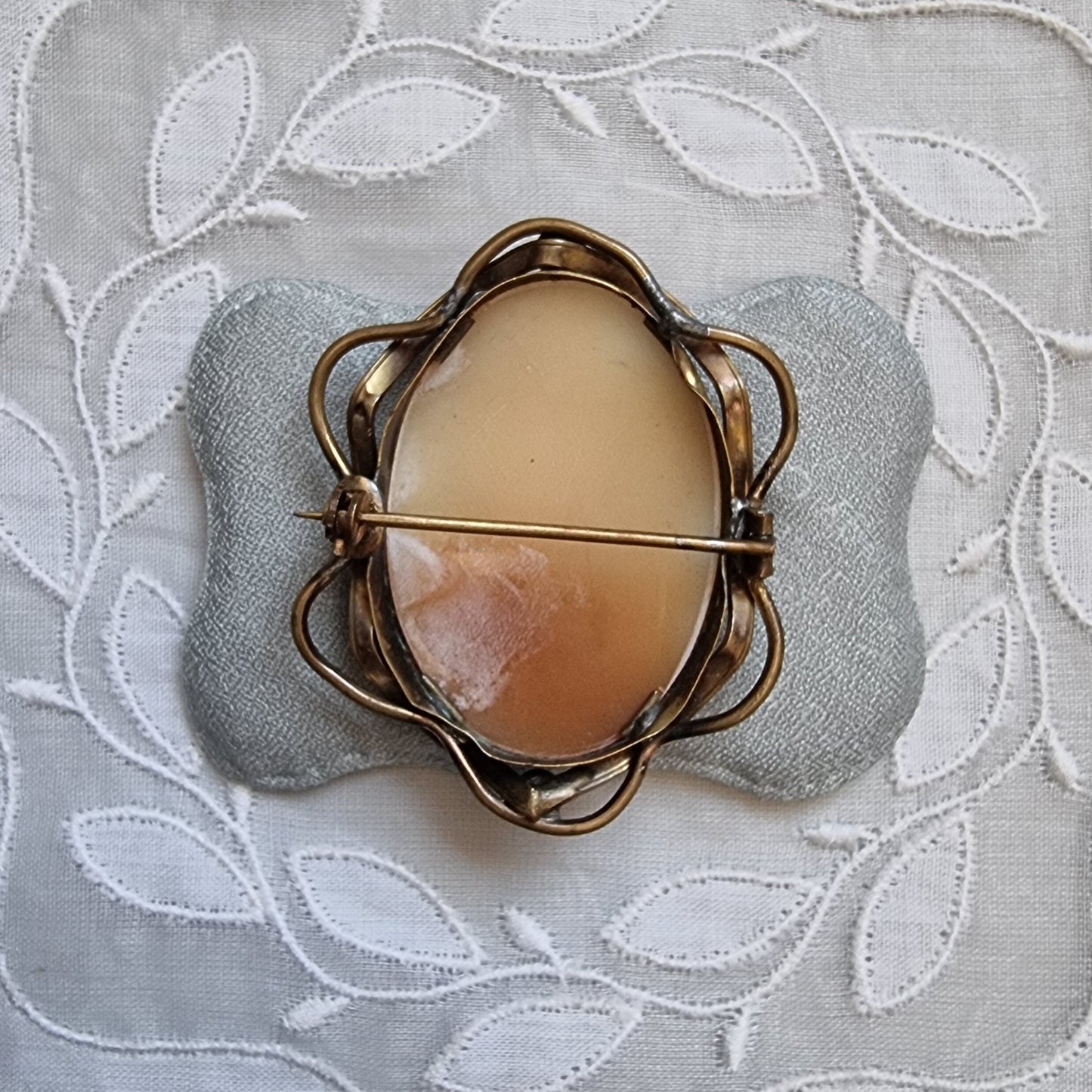 Brooch - Shell Cameo Brass Frame Brooch