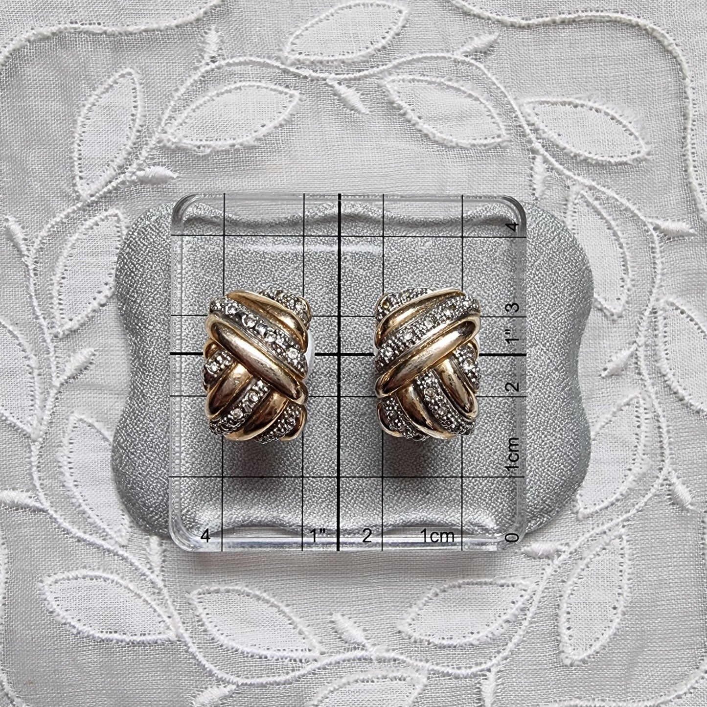 Clip on - Gold and Silver Crystal Plait Clip On Earrings