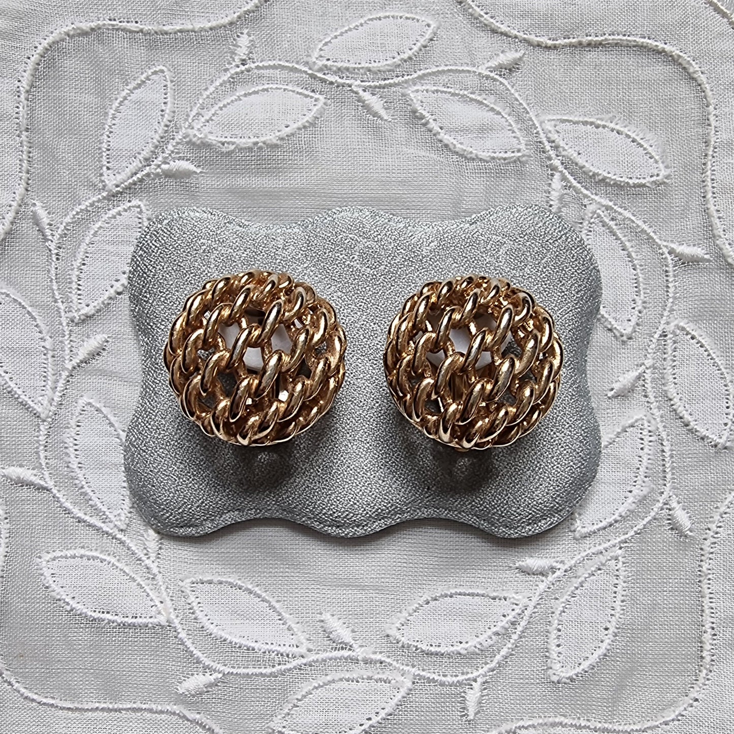 Clip on - Gold Chain Dome Clip on Earrings