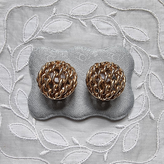 Clip on - Gold Chain Dome Clip on Earrings