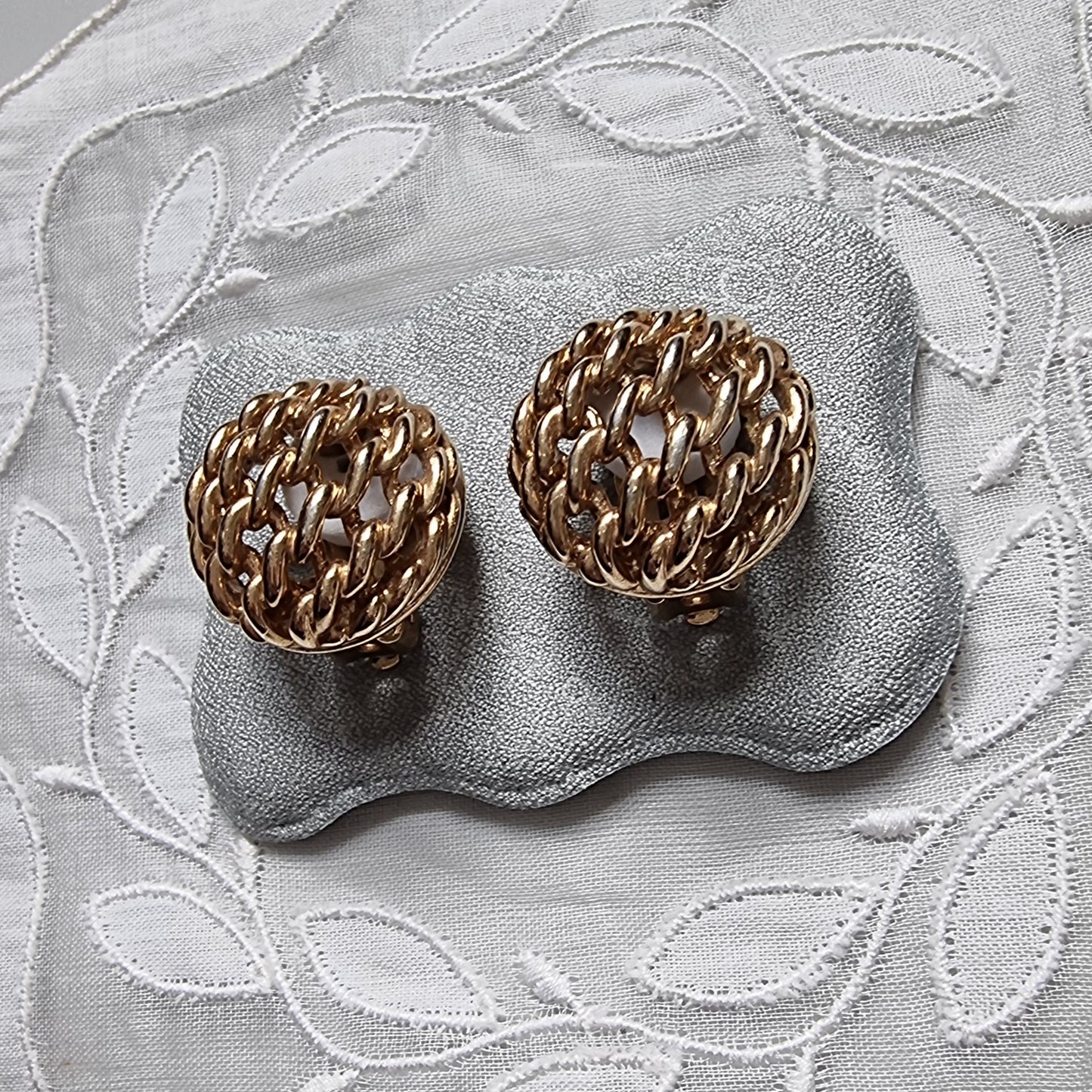Clip on - Gold Chain Dome Clip on Earrings