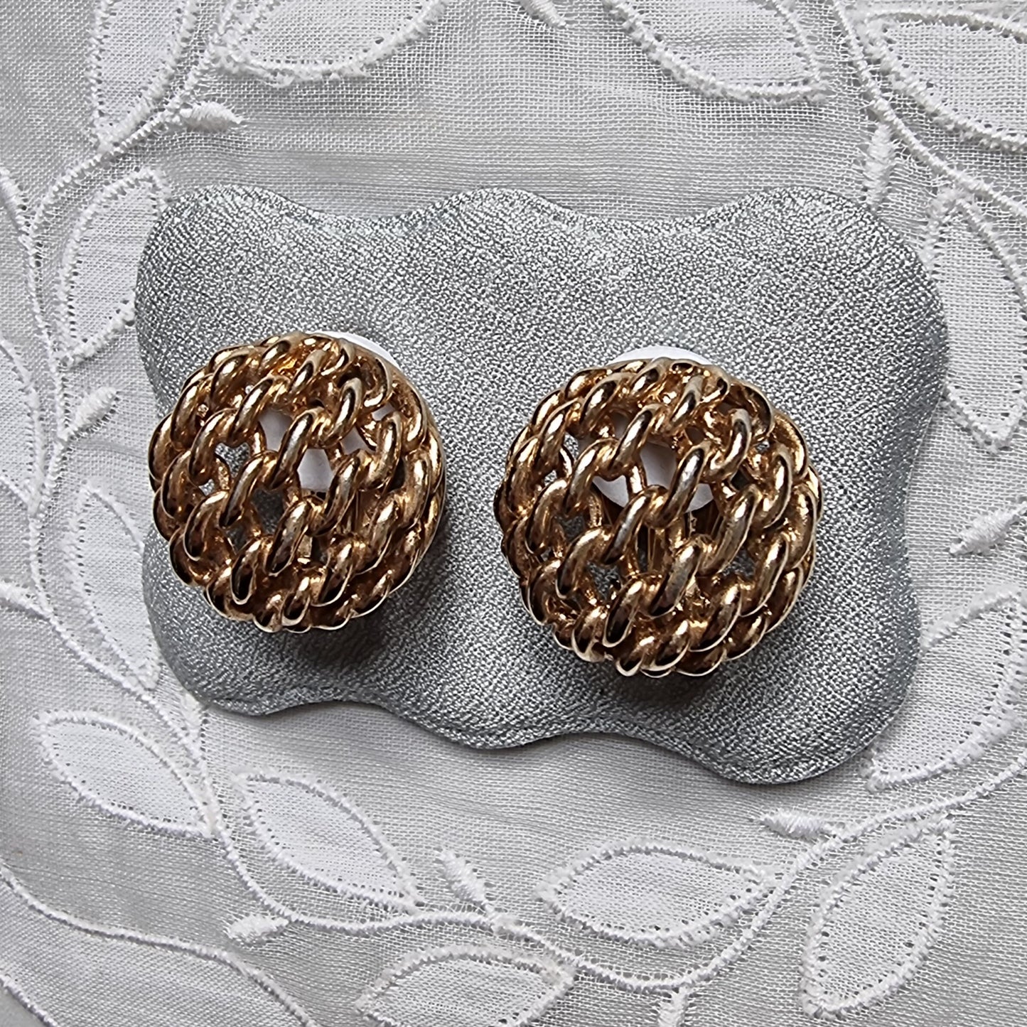 Clip on - Gold Chain Dome Clip on Earrings