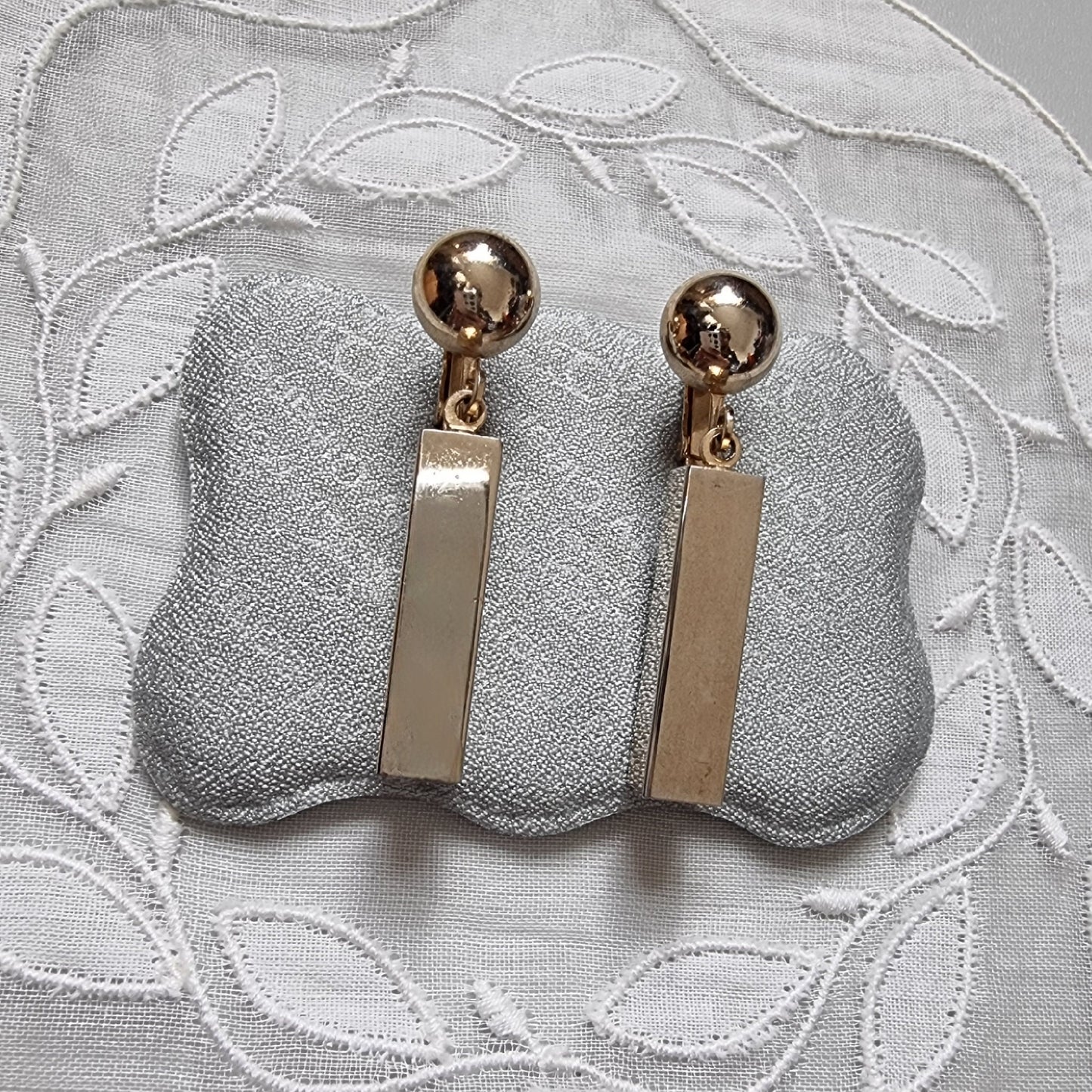 Clip on - Gold Block Drop Clip on Earrings