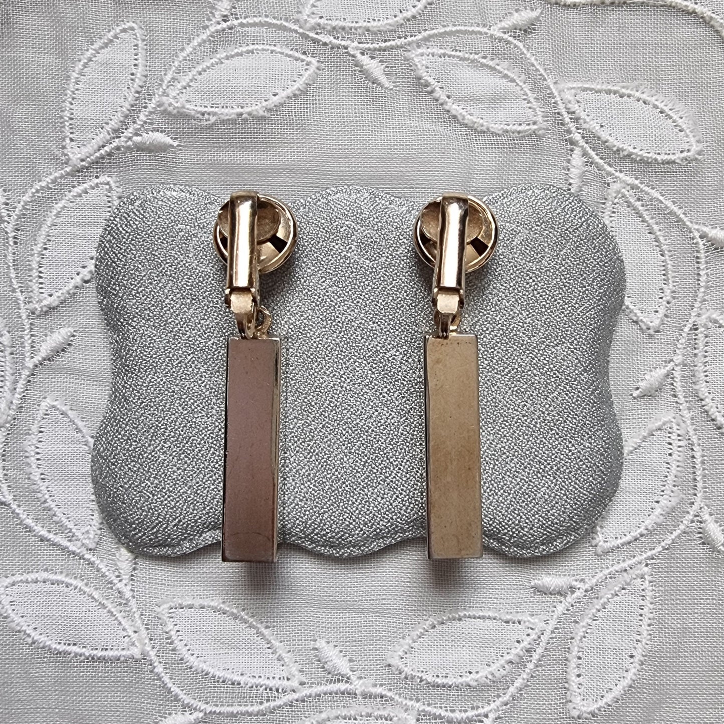 Clip on - Gold Block Drop Clip on Earrings