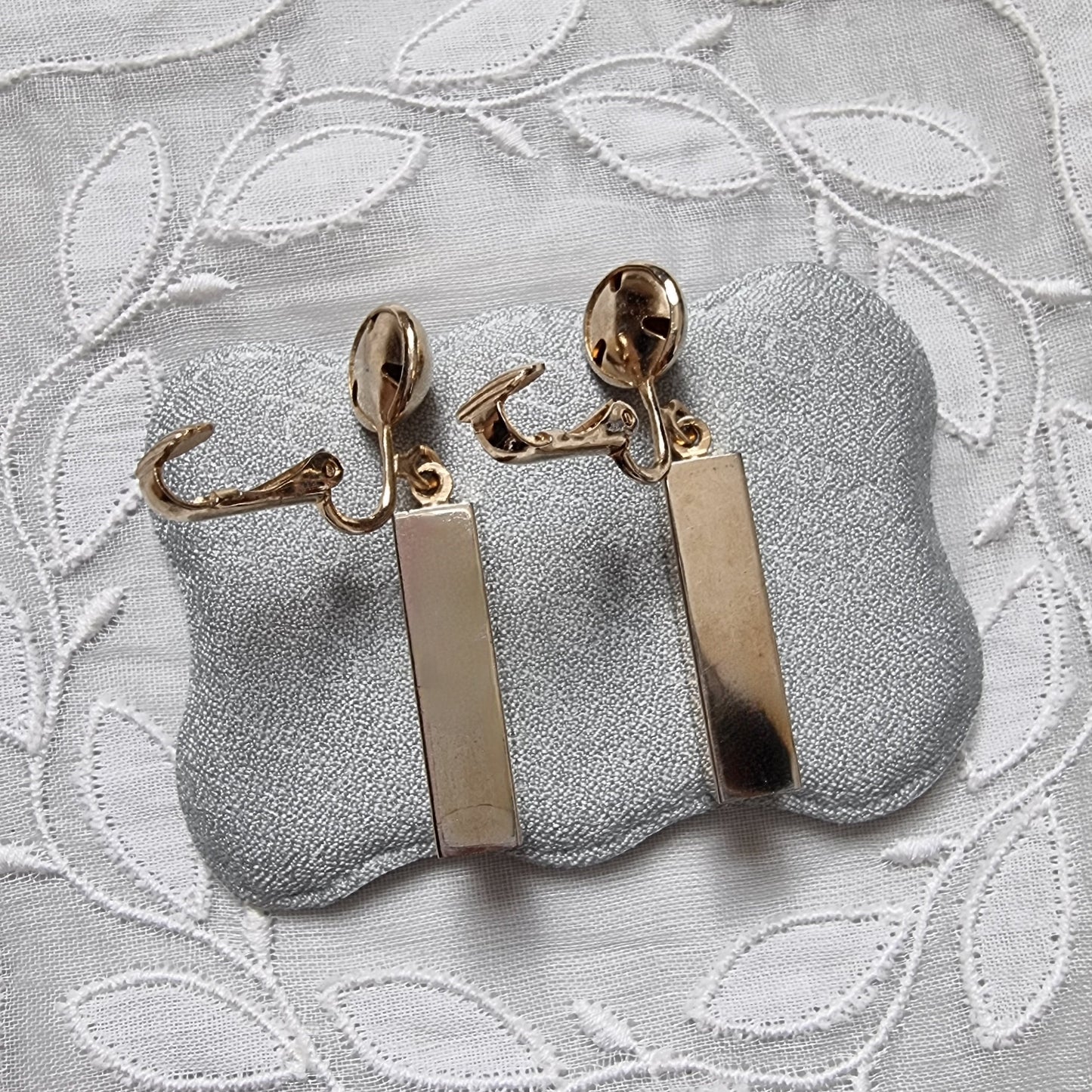 Clip on - Gold Block Drop Clip on Earrings