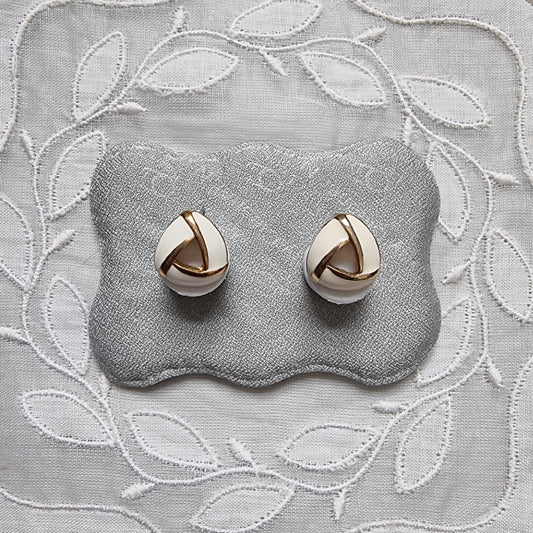 Posts - White Enamel Triangular Knot Earrings