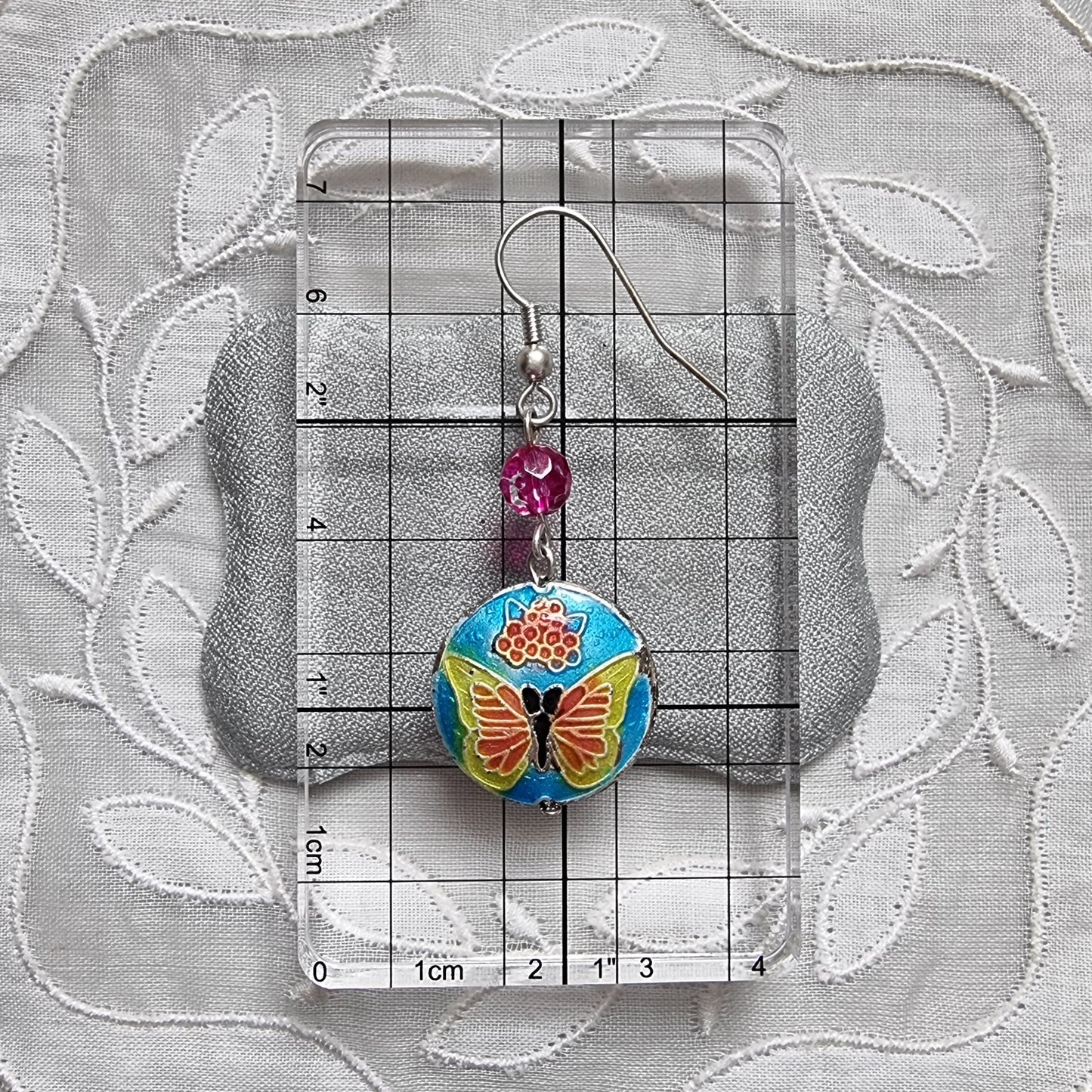 Hooks - Multicolour Enamel Buttetfly Drop Hook Earrings