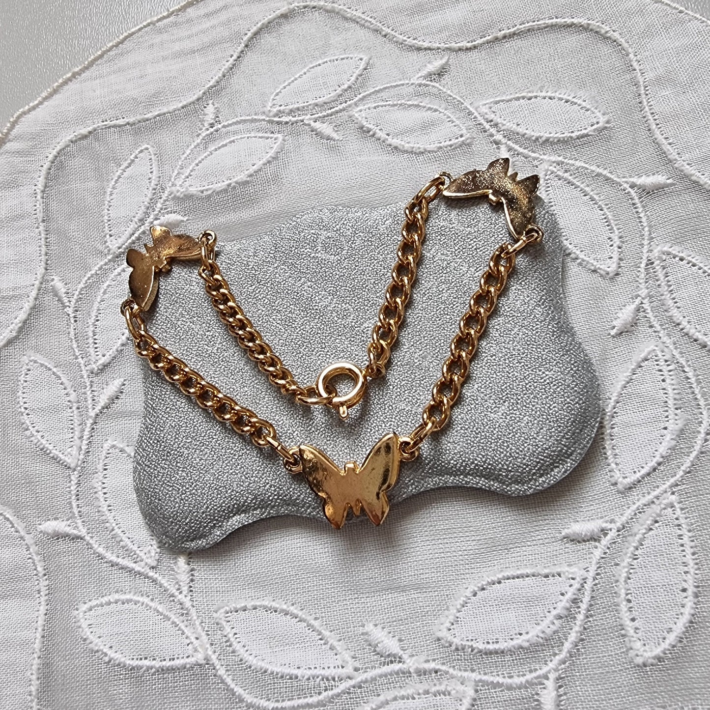 Bracelet - Gold Butterfly Link Curb Chain Bracelet