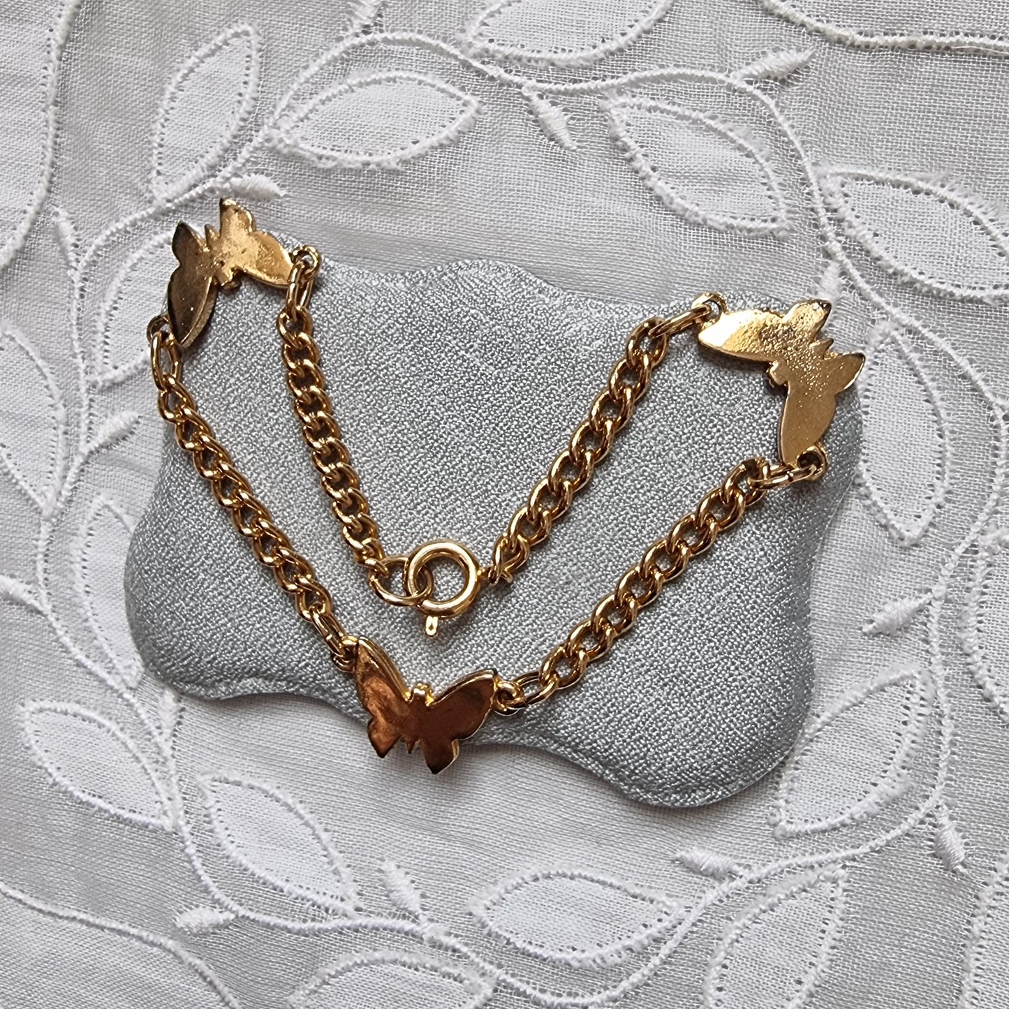 Bracelet - Gold Butterfly Link Curb Chain Bracelet