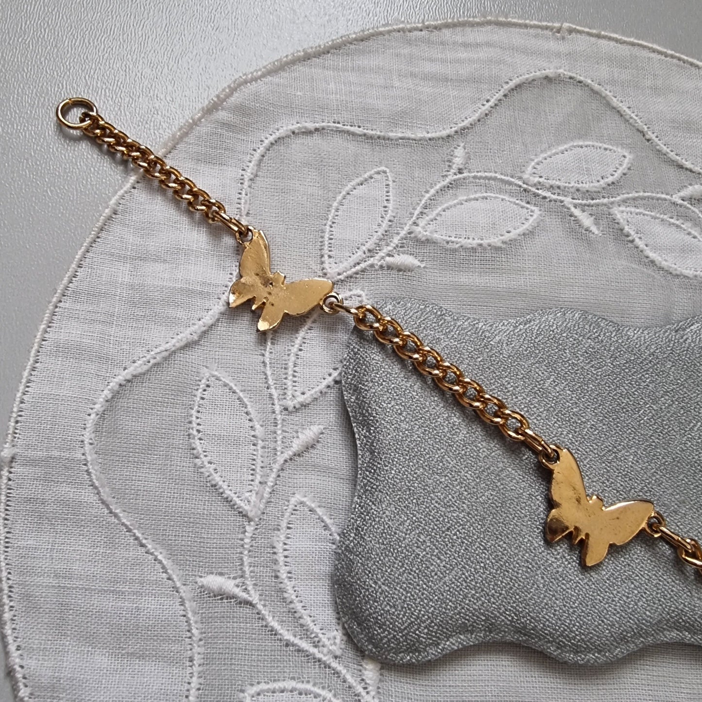 Bracelet - Gold Butterfly Link Curb Chain Bracelet