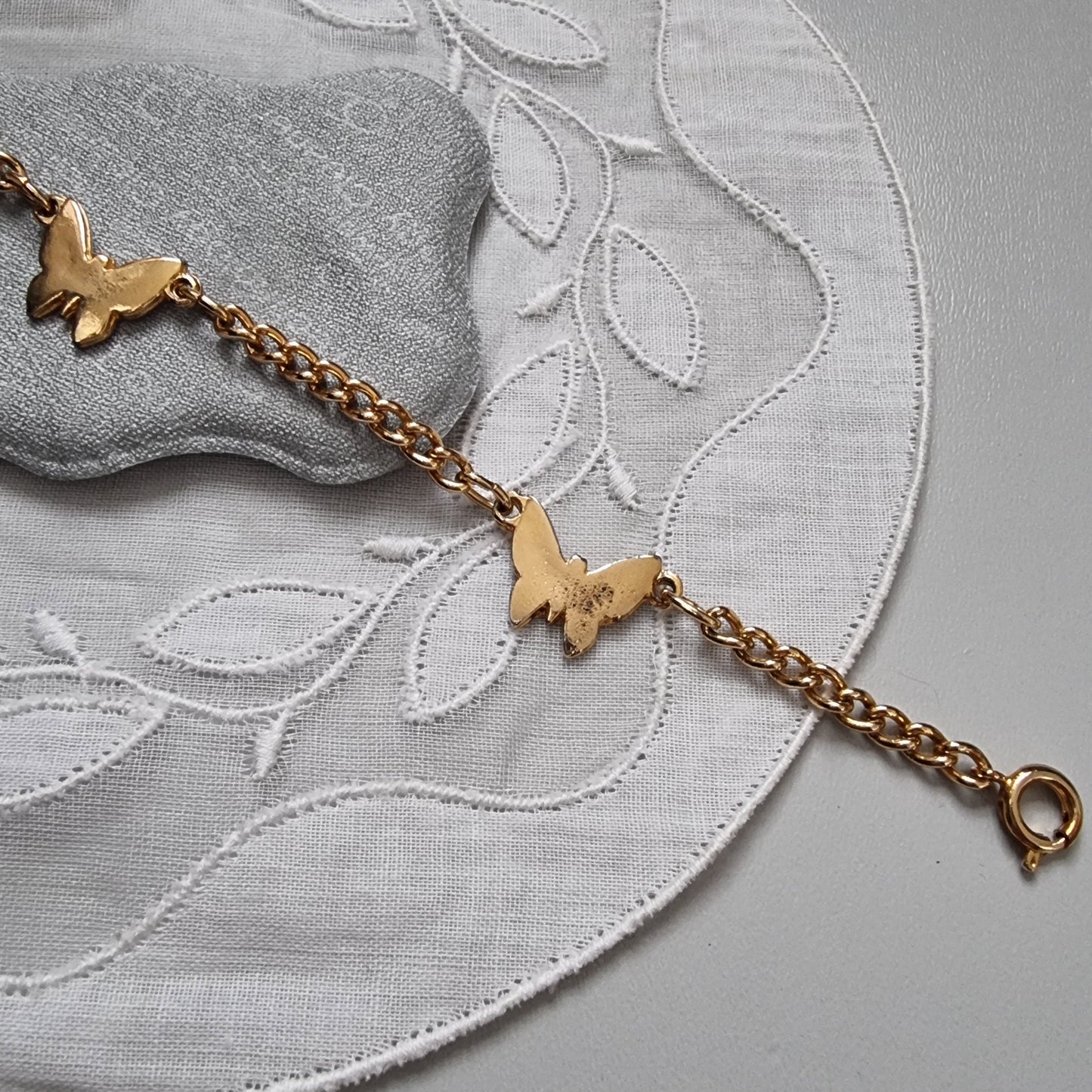 Bracelet - Gold Butterfly Link Curb Chain Bracelet