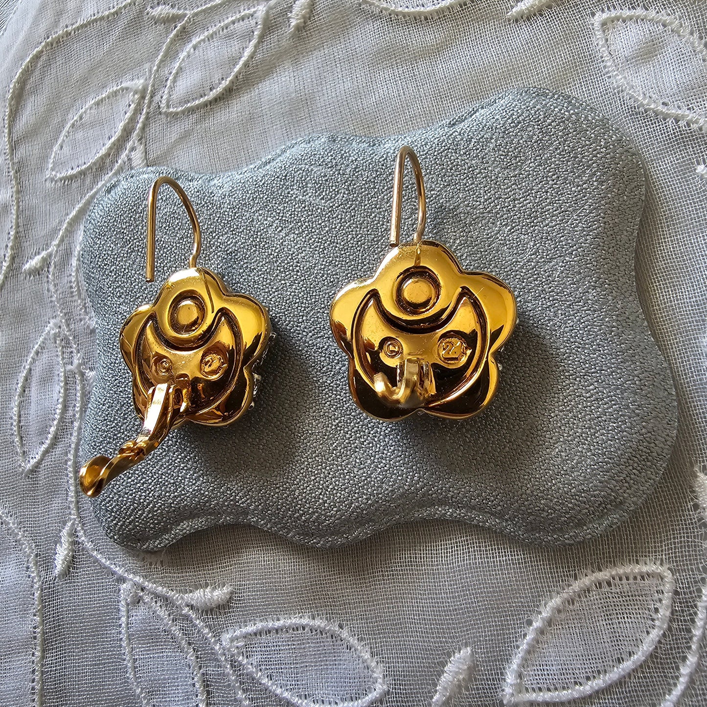 Hooks - Swarovski Crystal Flower Motif Hook Earrings