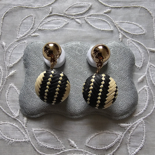 Posts - Light and Dark Woven Straw Drop Earrings