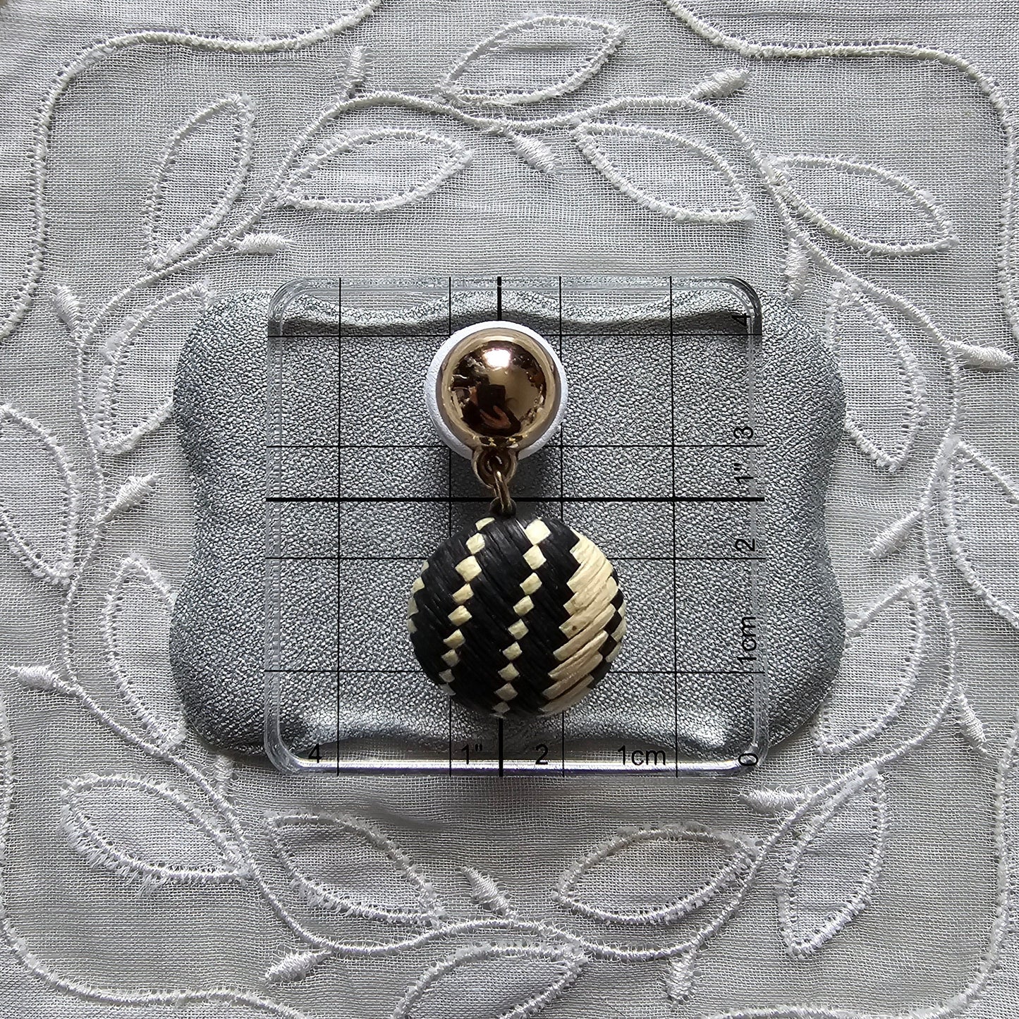 Posts - Light and Dark Woven Straw Drop Earrings