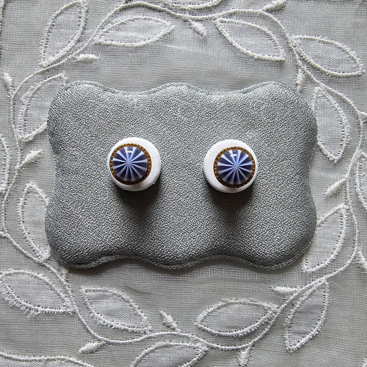 Posts - Blue and White Cabochon Stud Earrings