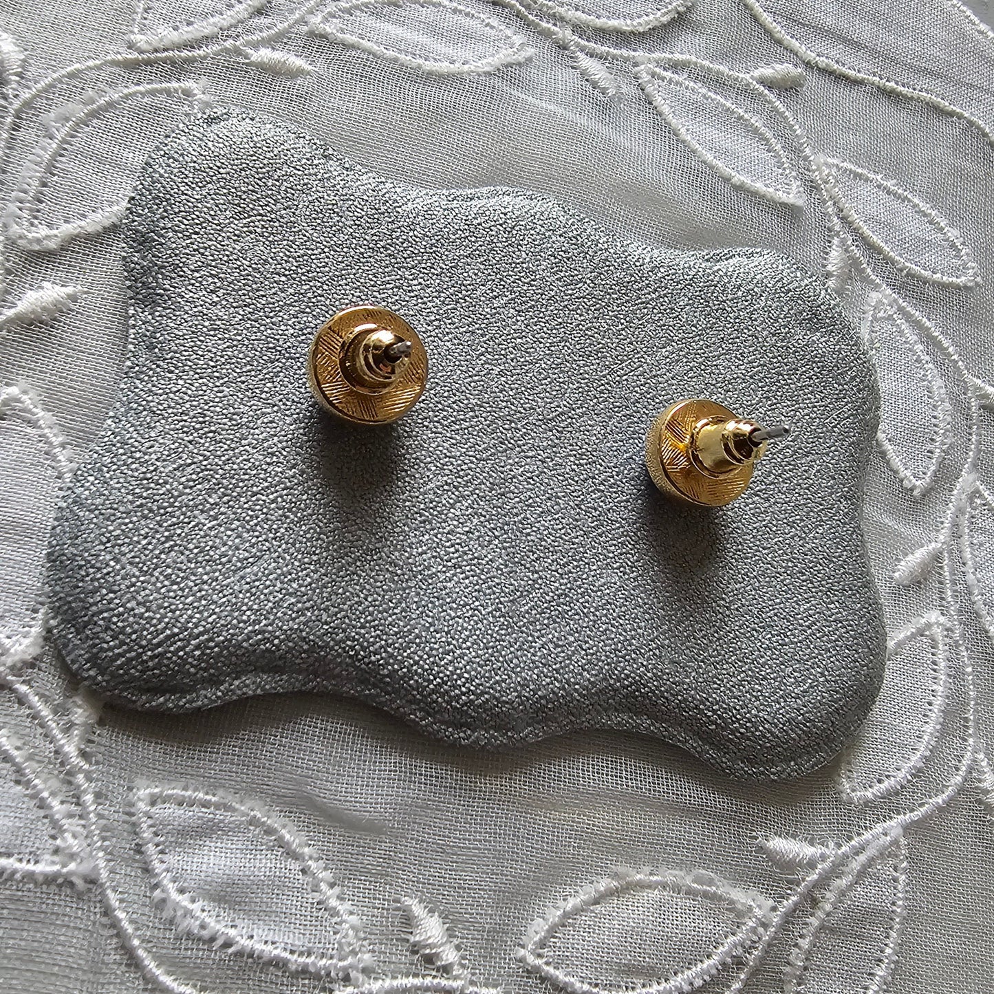 Posts - Blue and White Cabochon Stud Earrings